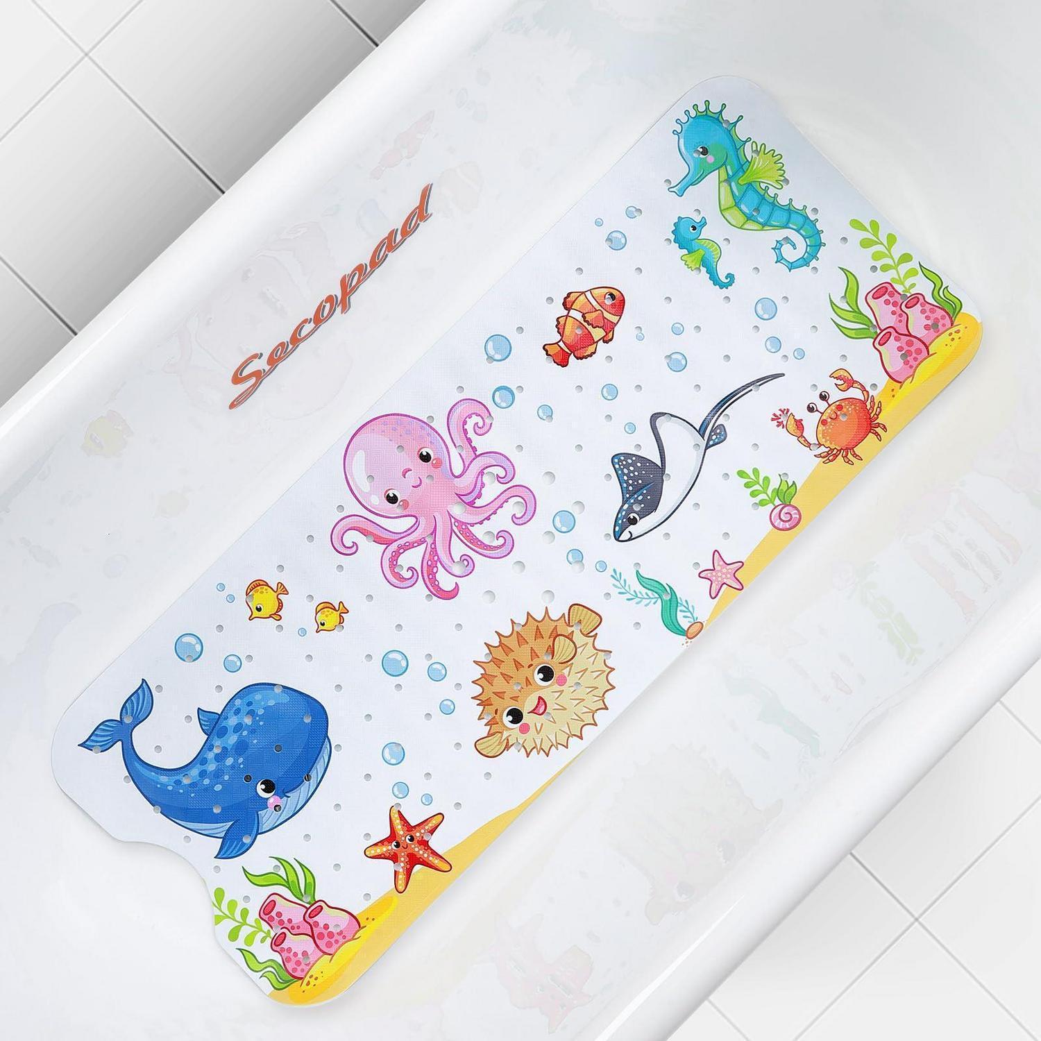 Badewannenmatte Kinder 100x40 Cm, Rutschfest Mit Saugnäpfen, Cartoon-design, Bpa-frei