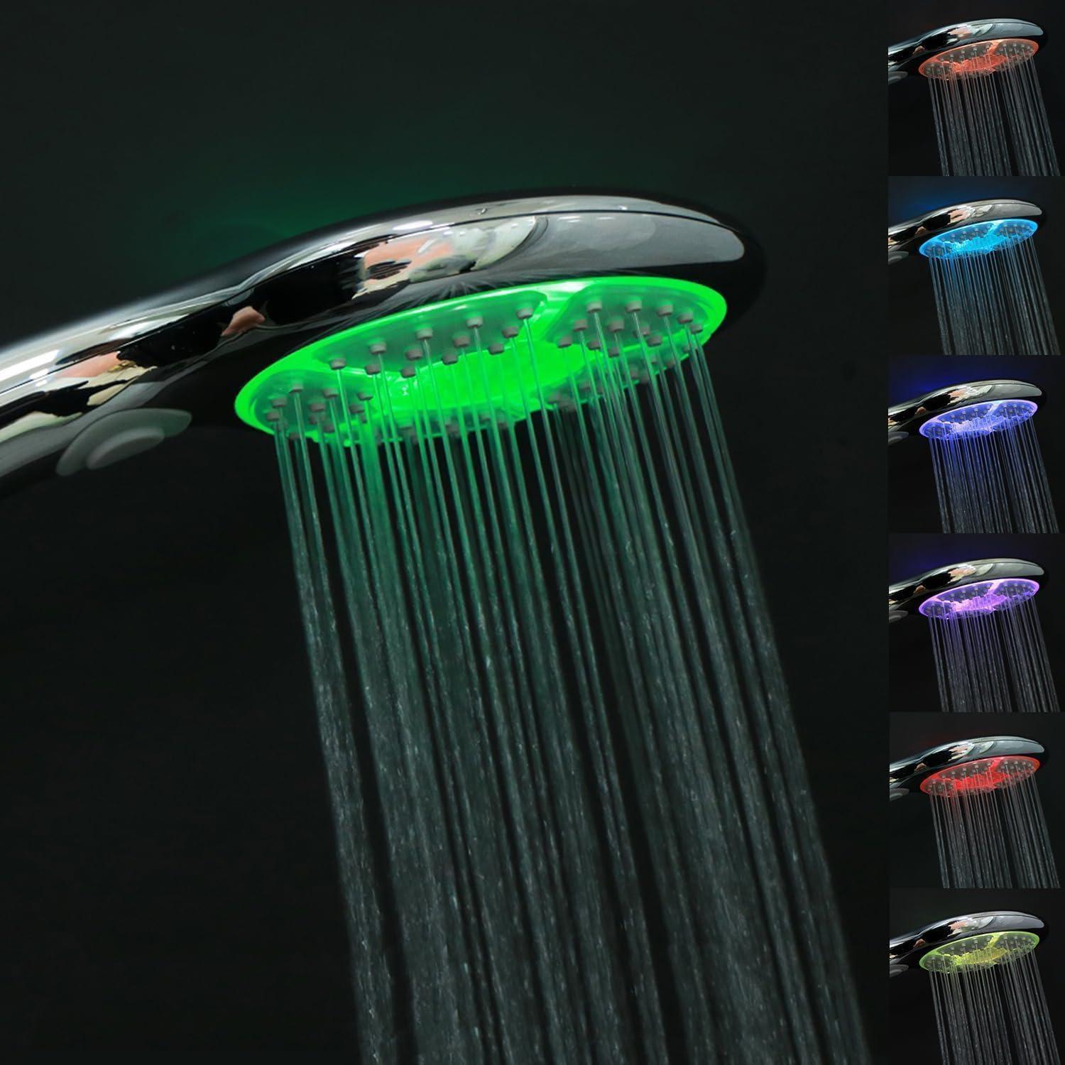 Led Duschkopf Mit 7 Farben Und 3 Strahlarten, Wasserbetrieben