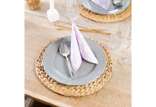 HMF 37231-S4 Tischset Rund Geflochten aus Wasserhyazinthe Platzset Abwaschbar 4er Set 35 cm