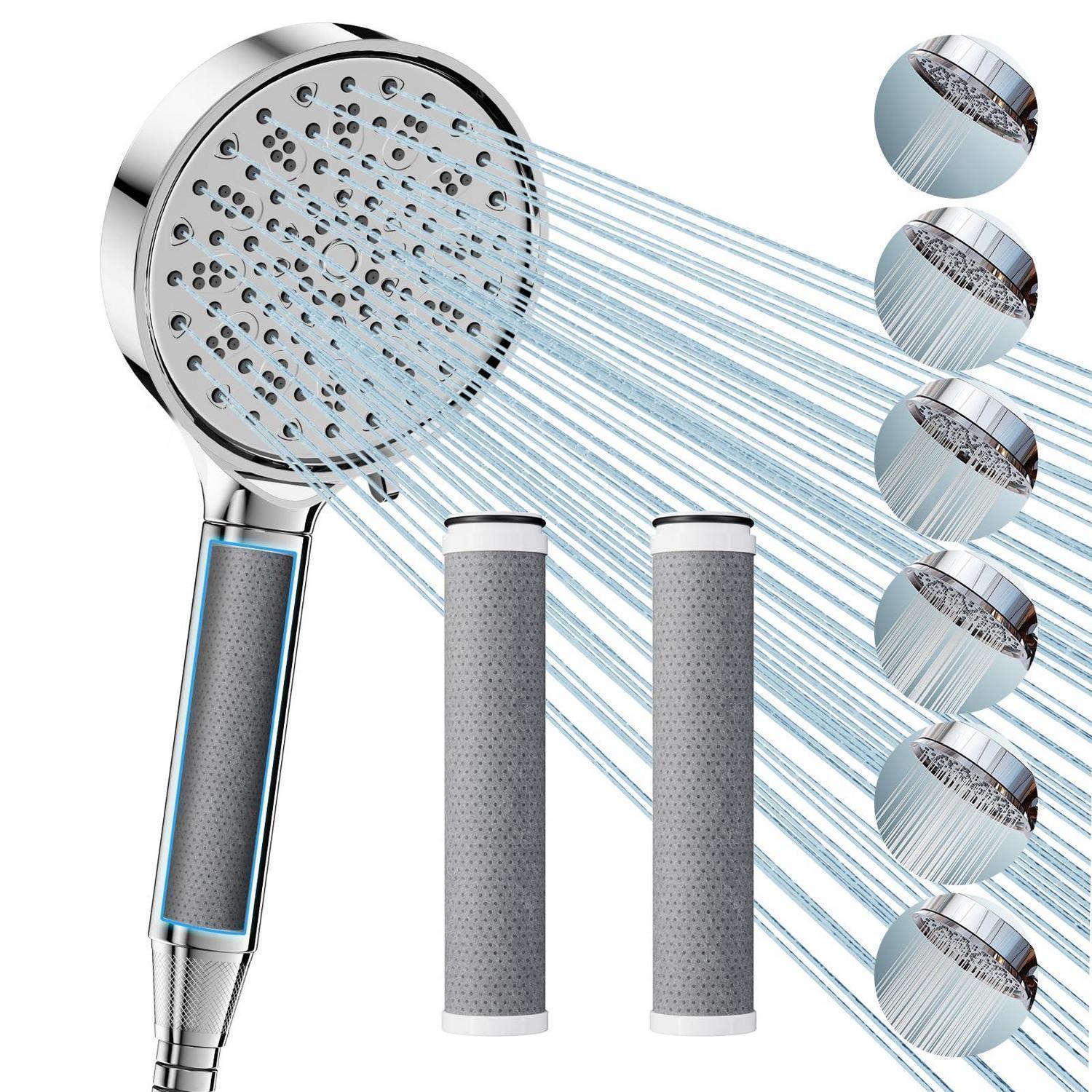 Handbrause Mit 3 Carbonfiltern, 6 Strahlarten, Hochdruck & Wassersparend