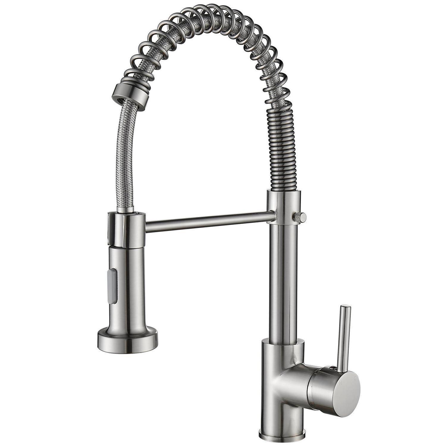 Küchenarmatur Mit Feder, Ausziehbar, 2 Strahlarten, Gebürstetes Nickel
