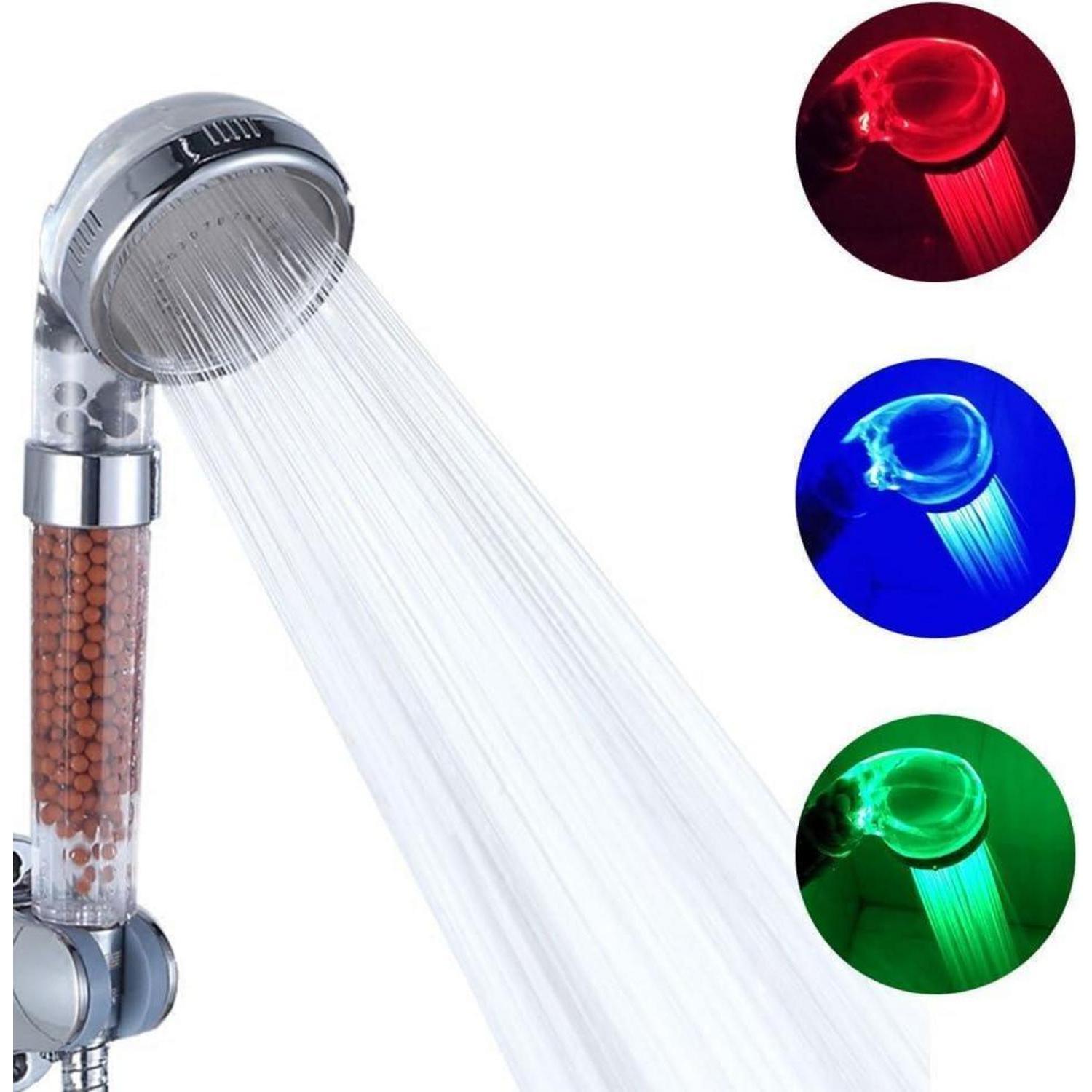 Led Handbrause Mit Farbwechsel Nach Wassertemperatur, Spart Wasser, Chrom