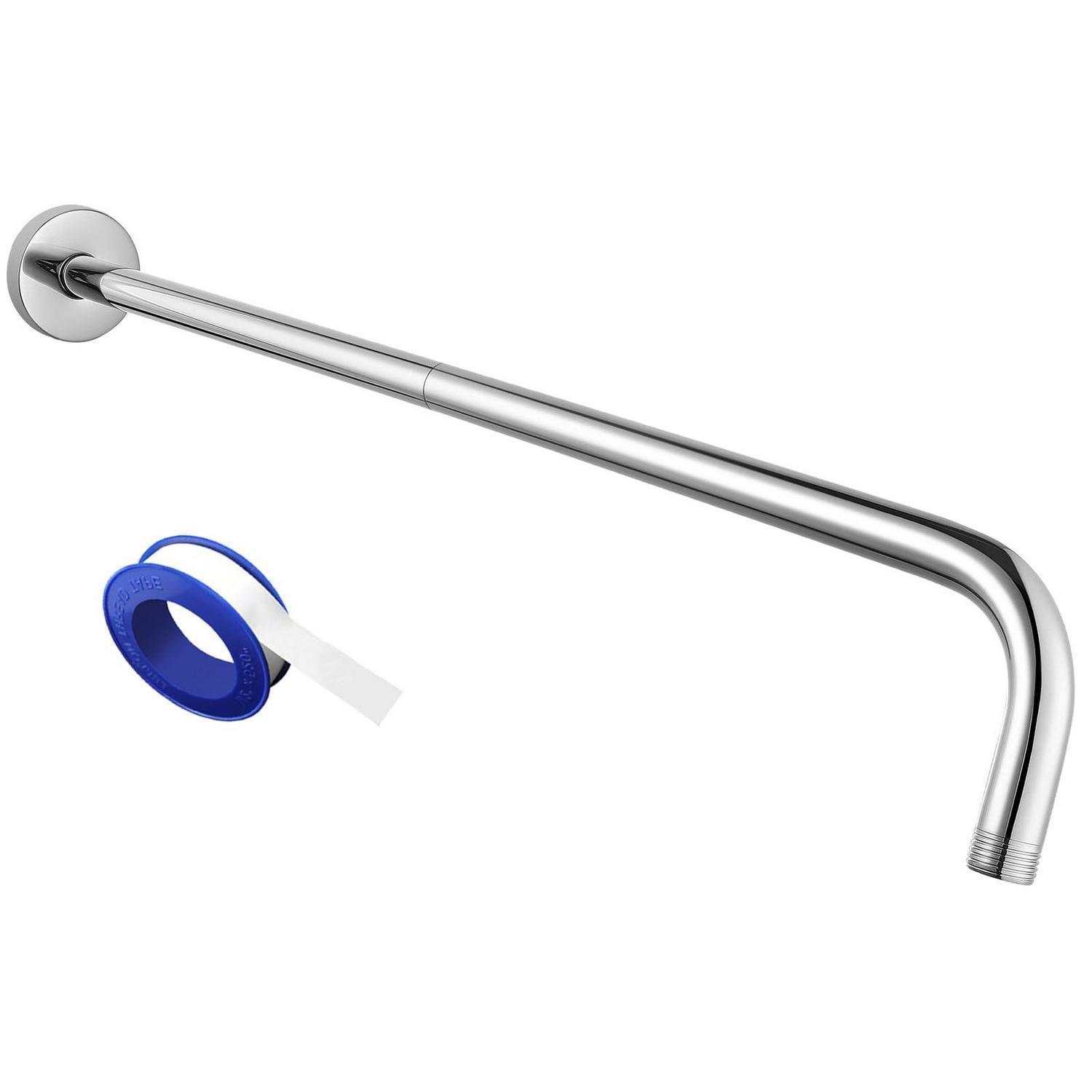 Duscharm Verlängerung 61cm Edelstahl Mit Flansch Und Teflonband, Wandmontage, Chrom