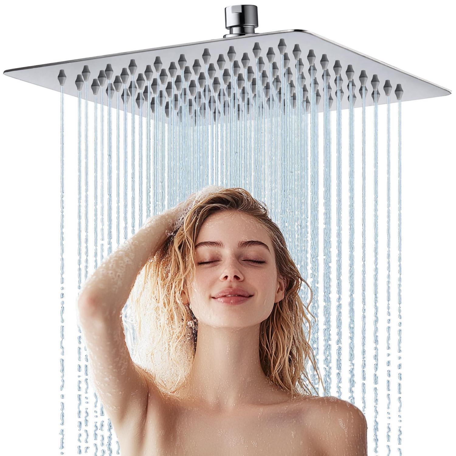 Regendusche Duschkopf Edelstahl 25x25cm Quadratisch Anti-kalk-düsen Chrom