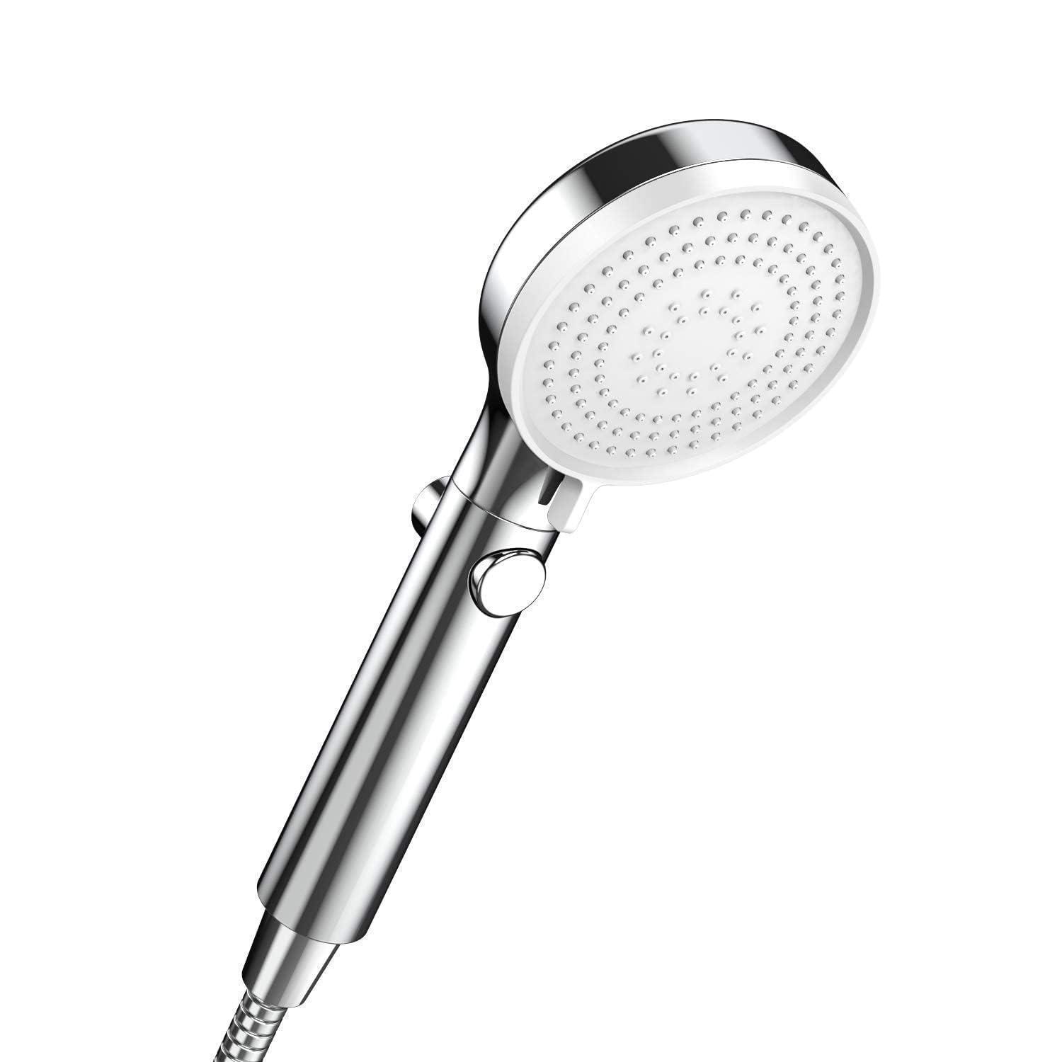 Handbrause Mit Stoppfunktion, 3 Strahlarten, Hochdruck, Wassersparend, Chrom