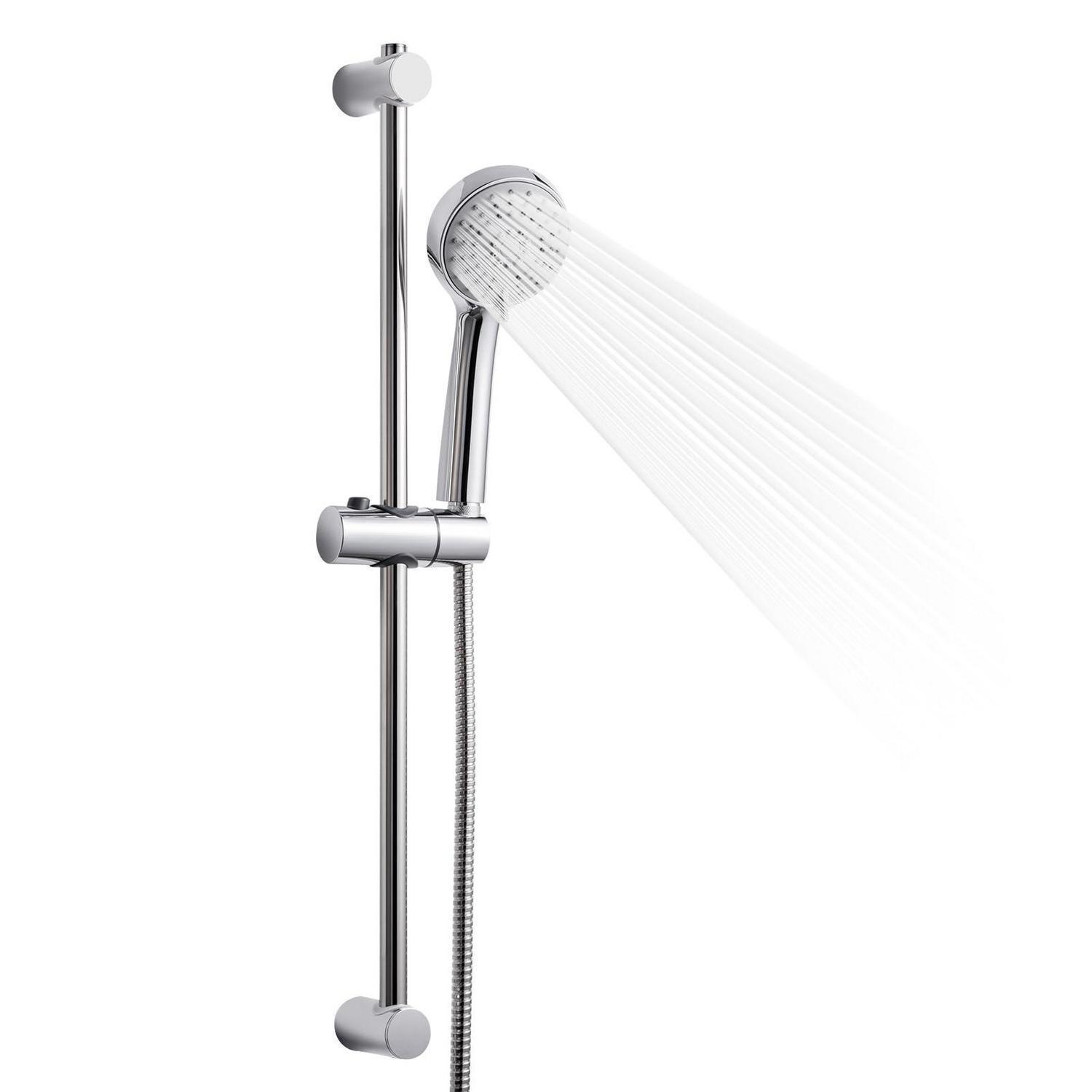 Duschset Edelstahl Mit 3 Strahlarten, 53cm Duschstange, 1,6m Schlauch, Chrom