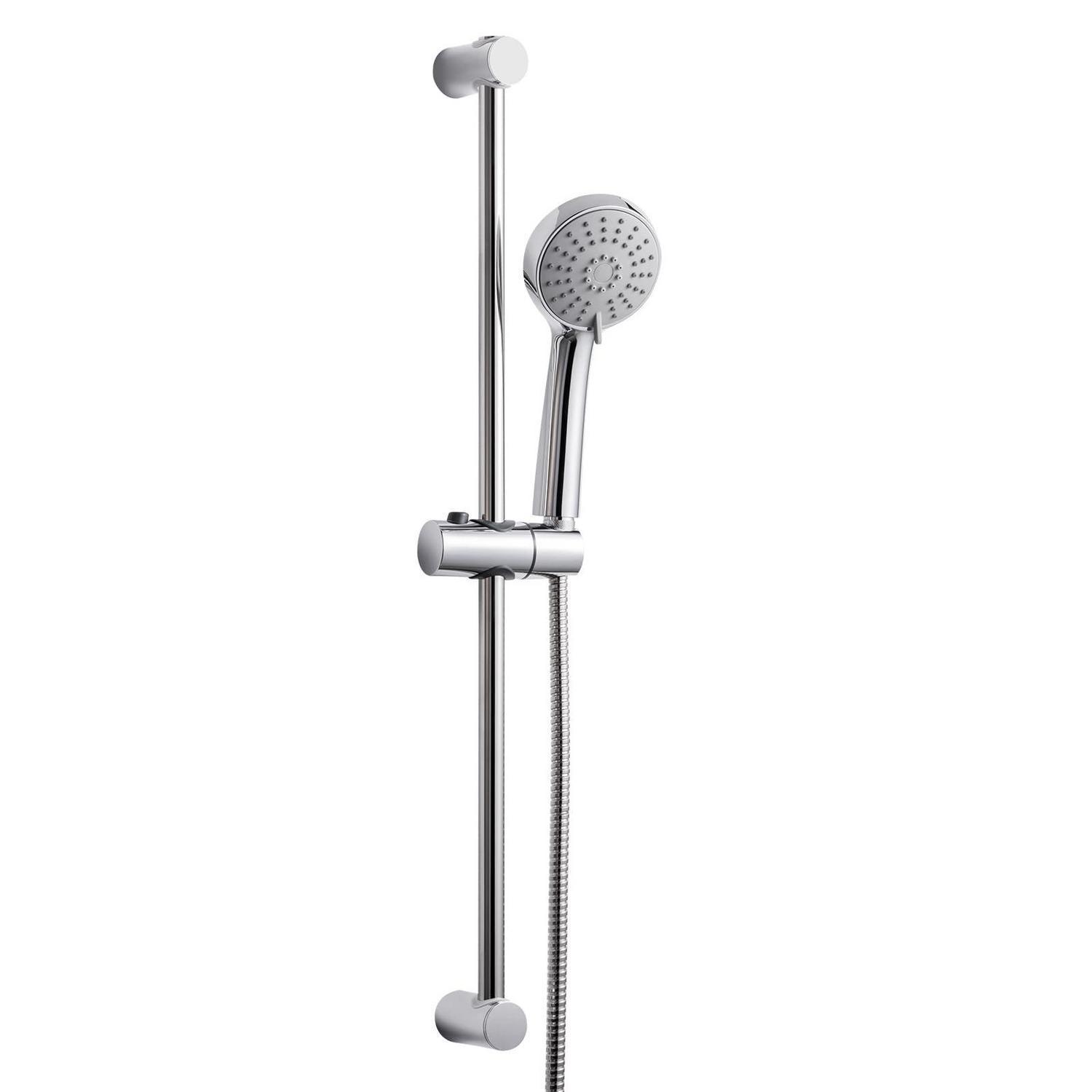 Duschset Mit 10cm Duschkopf, 3 Strahlarten, 60cm Duschstange, Chrom