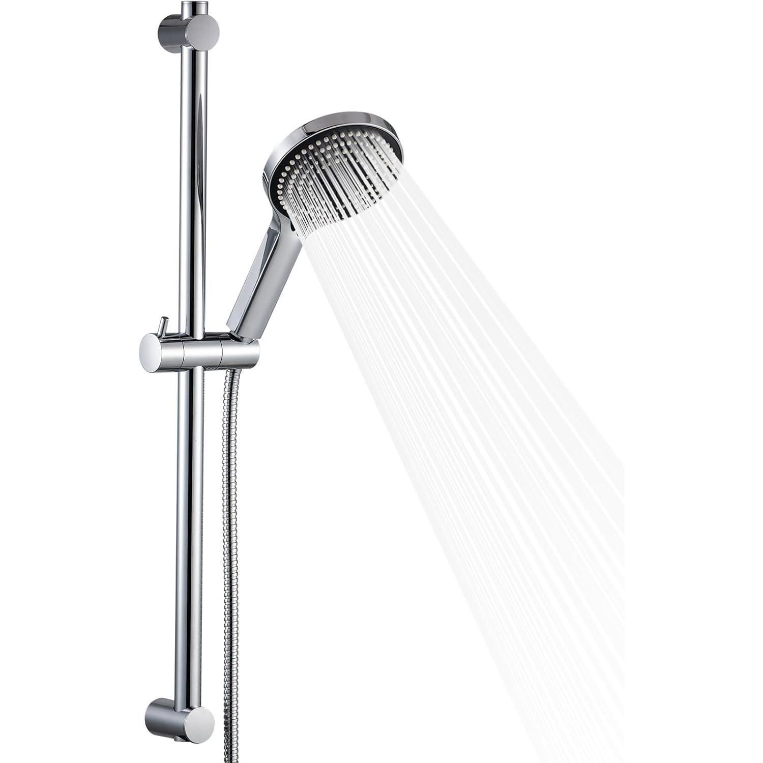 Duschstangenset Mit 6 Strahlarten Brausekopf, 90cm Verstellbar, Chrom