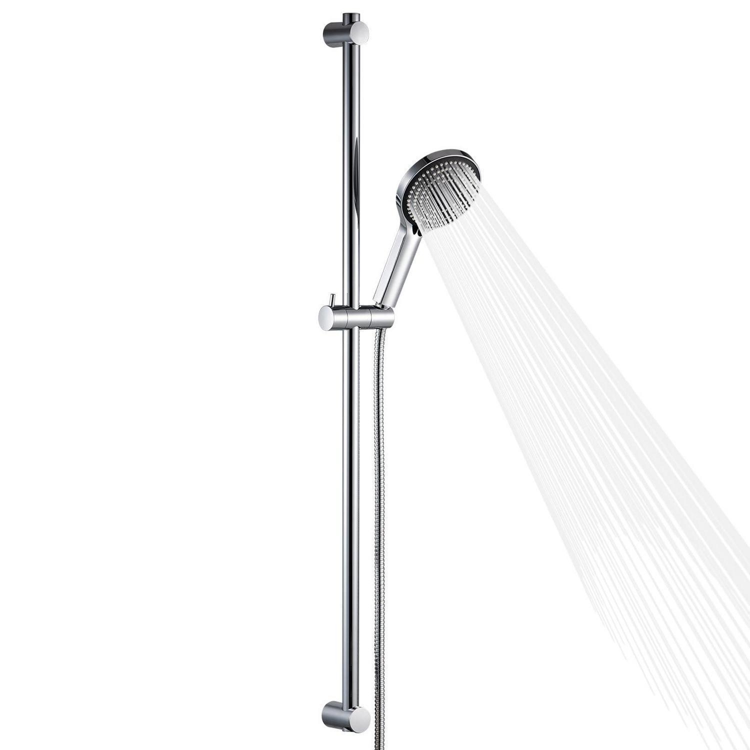 Duschstange Mit Brause 100cm, 6 Strahlarten, 1,6m Schlauch, Chrom