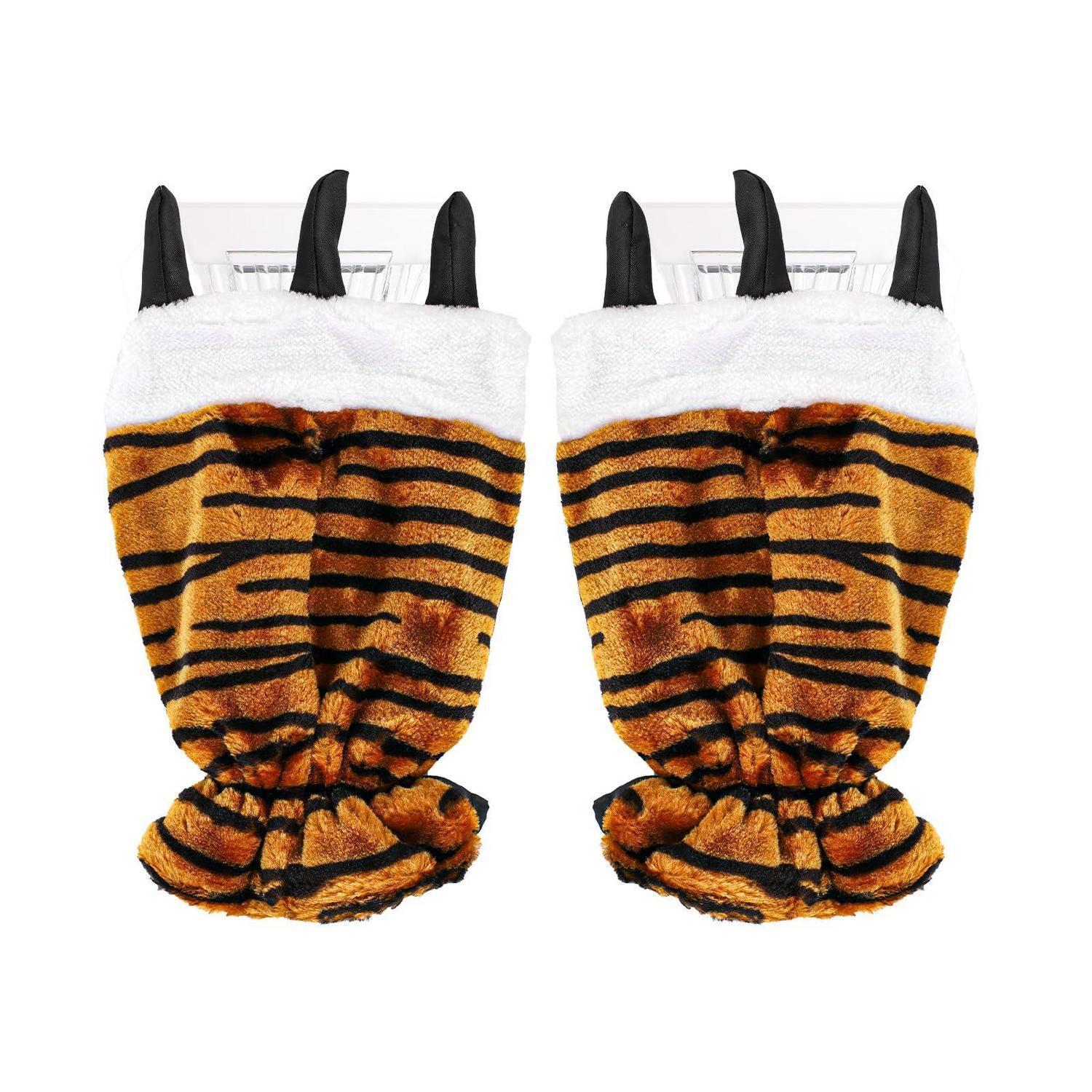2er Set Eiskratzer Mit Handschuh, Tiger-print, Warm, Für Auto-windschutzscheibe