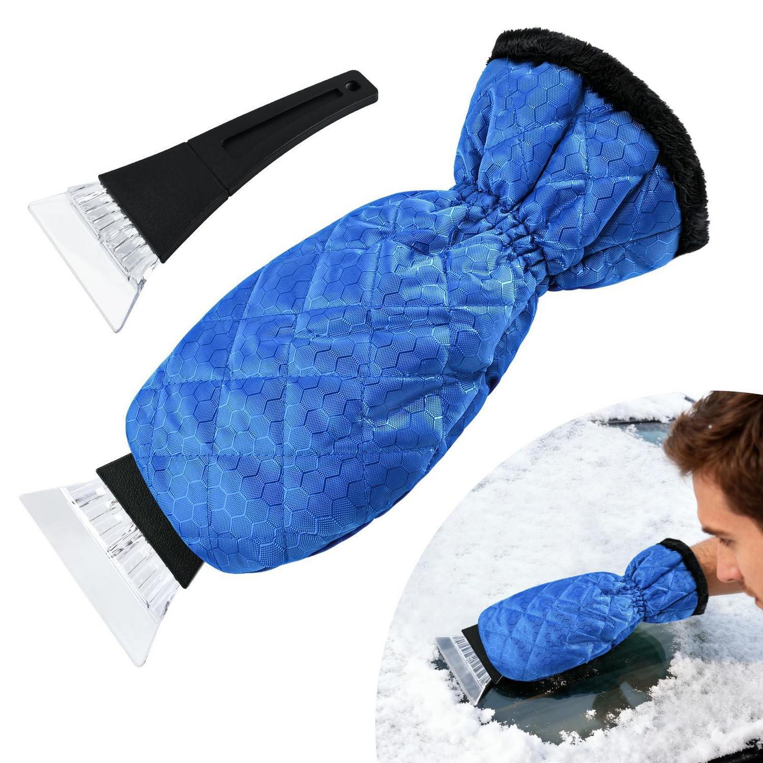 Eiskratzer Mit Handschuh, Scheibenkratzer Auto, Wasserdicht Und Warm, Blau