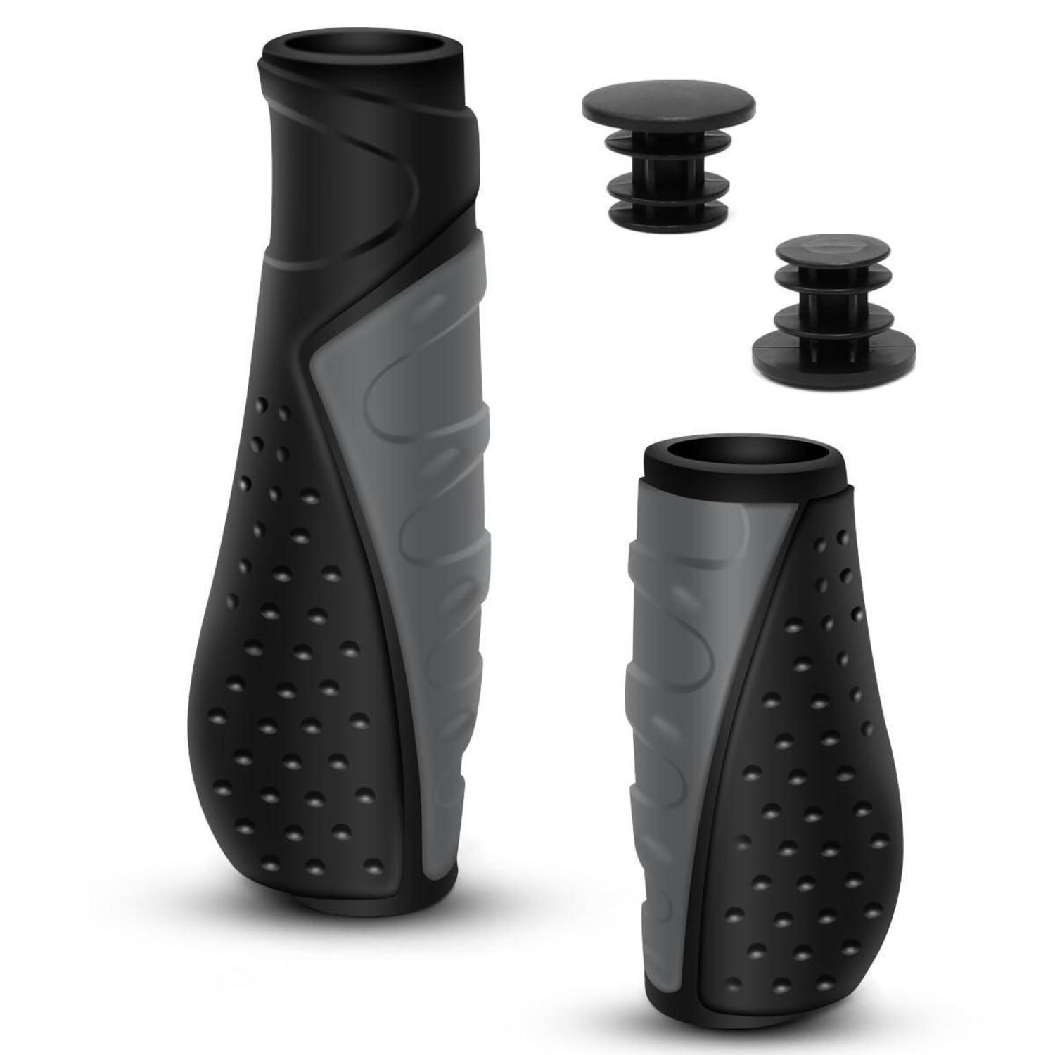 Ergonomische Fahrradgriffe Rutschfest Für Mtb, 22,2mm Lenker, Kurz & Lang, Grau