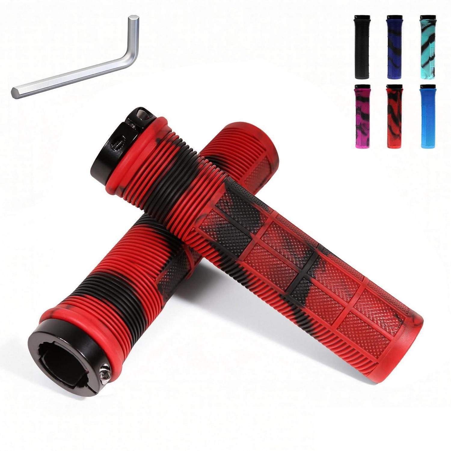 Fahrradgriffe 22mm Universal Ergonomisch Rutschfest Gummi Mit Lock-on Schwarz-rot