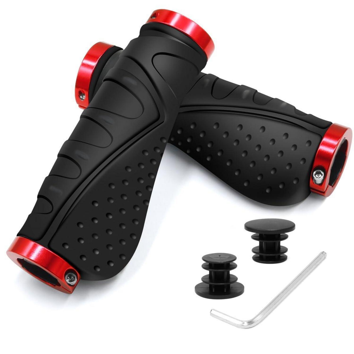 Ergonomische Fahrradgriffe Mit Lock-on Design Für 22,2 Mm Lenker, Schwarz Rot
