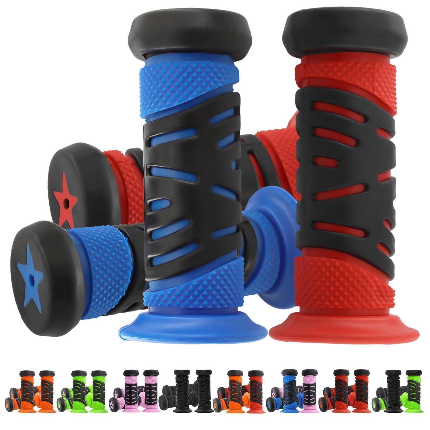 Fahrradgriffe Kinder 22mm Mit Prallschutz, Rutschfest, 95mm, Blau+rot