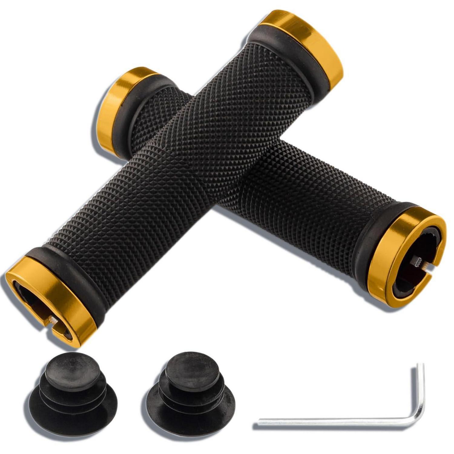 Fahrradgriffe Mtb Lenkergriffe Rutschfest Mit Aluminium Lock Gelb 22,2 Mm