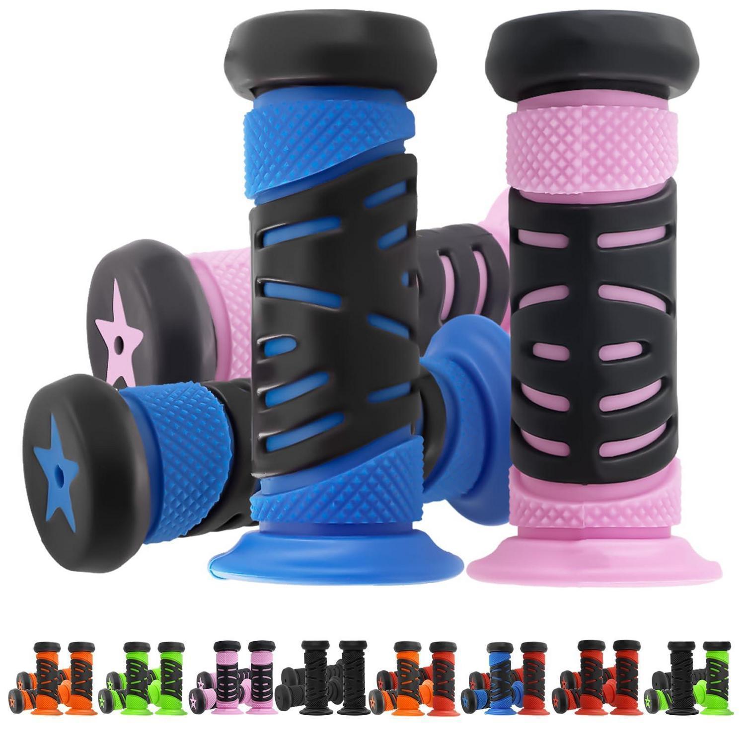 Fahrradgriffe Kinder 22mm Mit Prallschutz, 95mm Länge, Blau+rosa