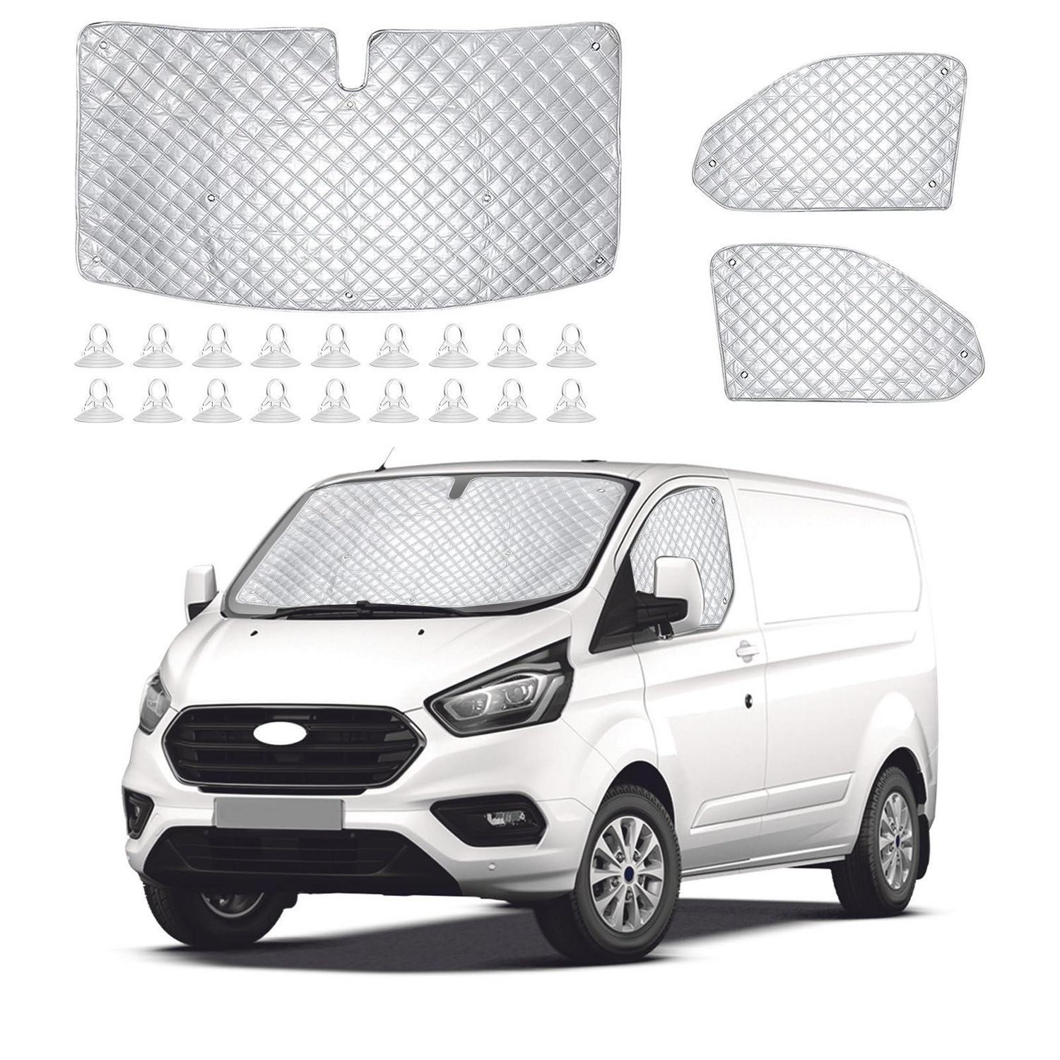Thermo-rollo Set Für Ford Transit Custom 2012-2024, 3-teilig, Silber/schwarz