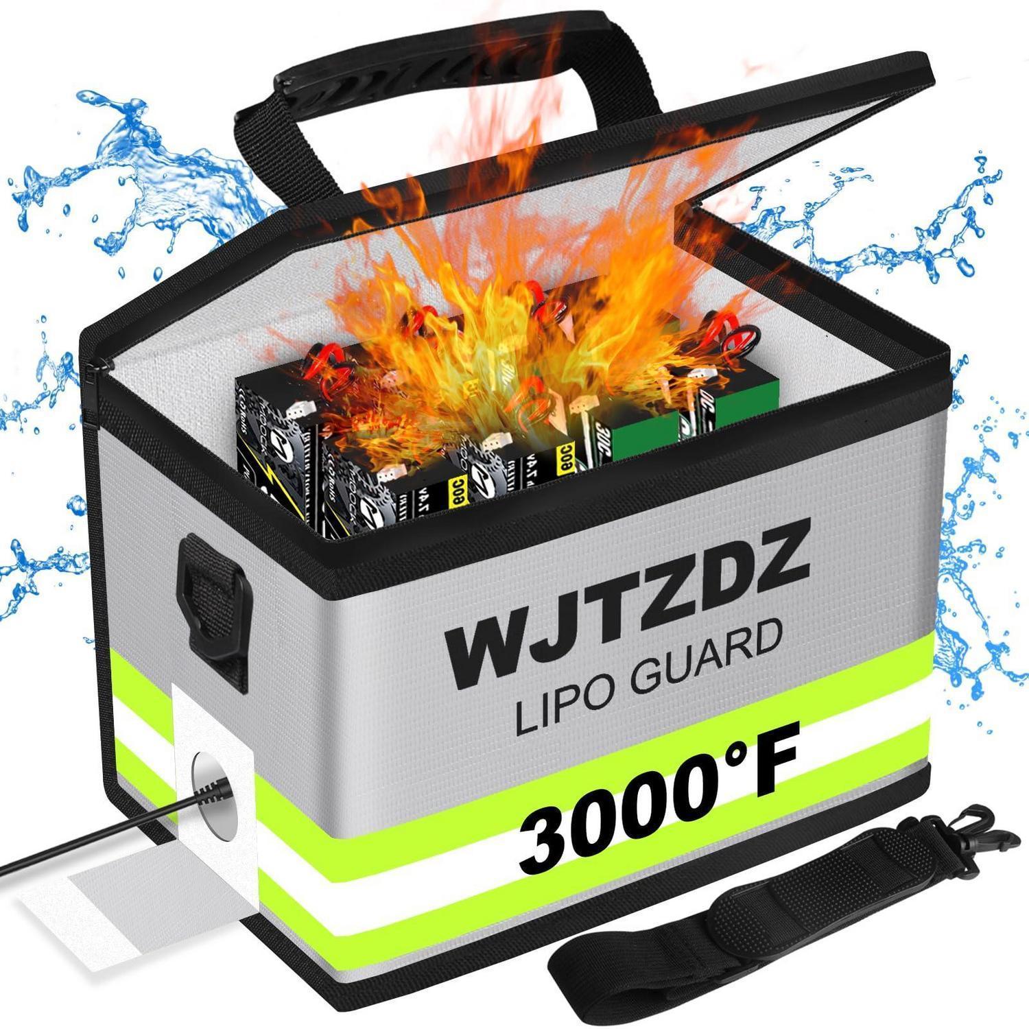 Lipo Akku Sicherheitstasche, Feuerfest & Wasserdicht, 4-lagig, Mit Tragegurt, Silber