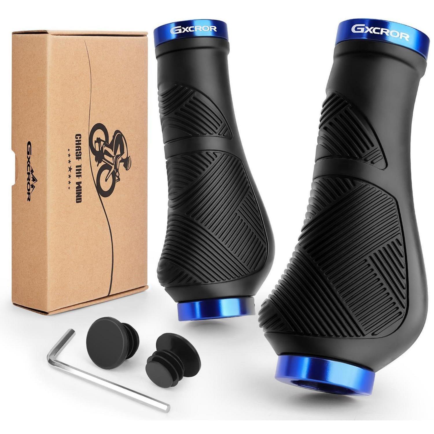 Ergonomische Fahrradgriffe Mit Doppelverriegelung, Rutschfest, 22.2mm, 130mm, Schwarz+blau