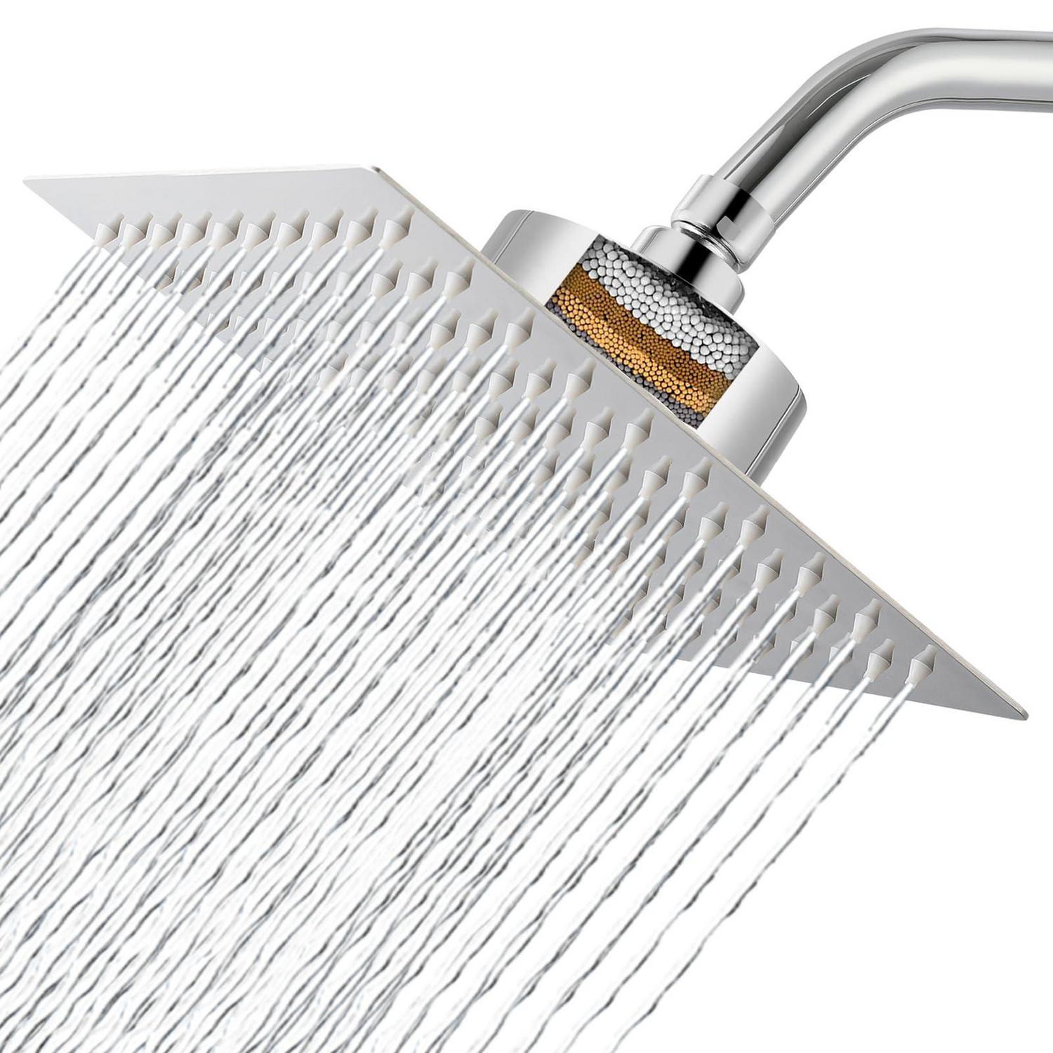 Duschkopf Mit 20-stufen-filter, 20cm Regenduschkopf, Chrom, Hochdruck