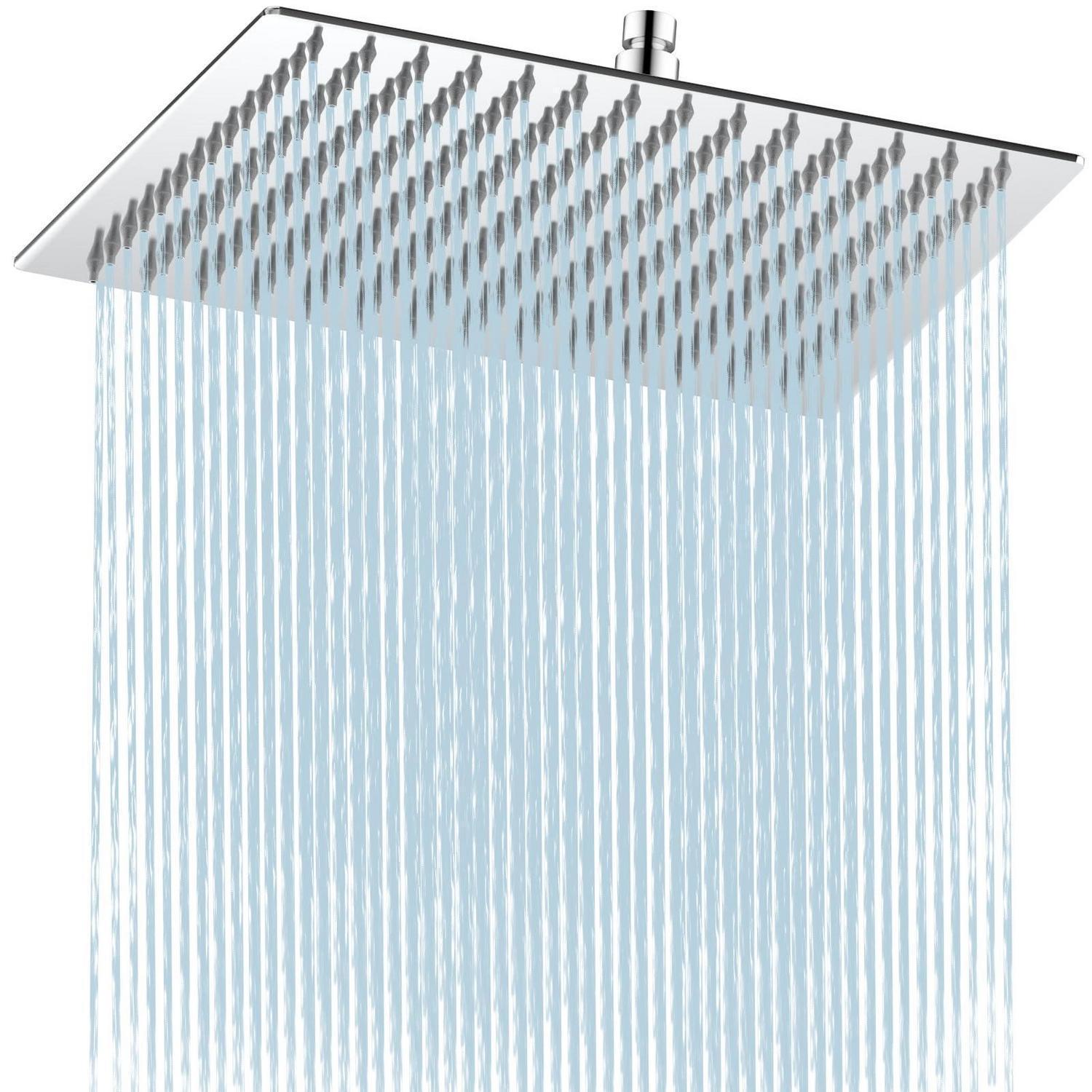 Regenduschkopf 30cm Quadratisch, Wassersparend, Antikalk, Edelstahl, Poliertes Chrom