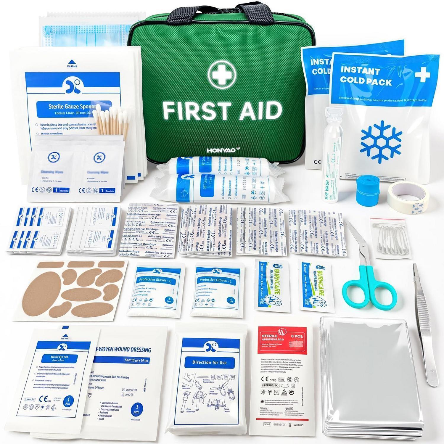 Erste Hilfe Set 180 Teile, Grün, Kompakt & Wasserdicht Für Zuhause, Outdoor, Reise