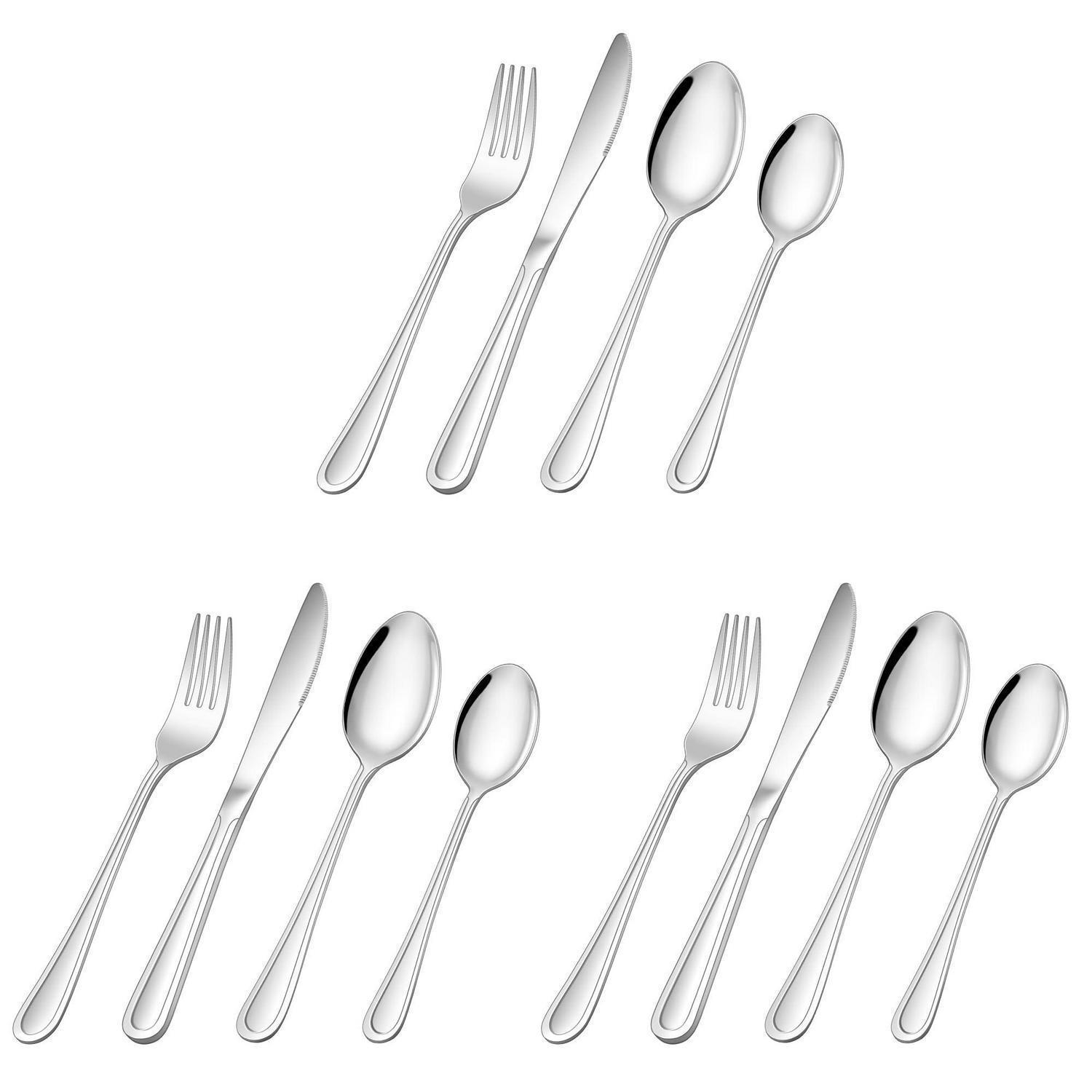 Kinderbesteck Set 12-teilig Edelstahl, Gabel Messer Löffel, Spülmaschinenfest