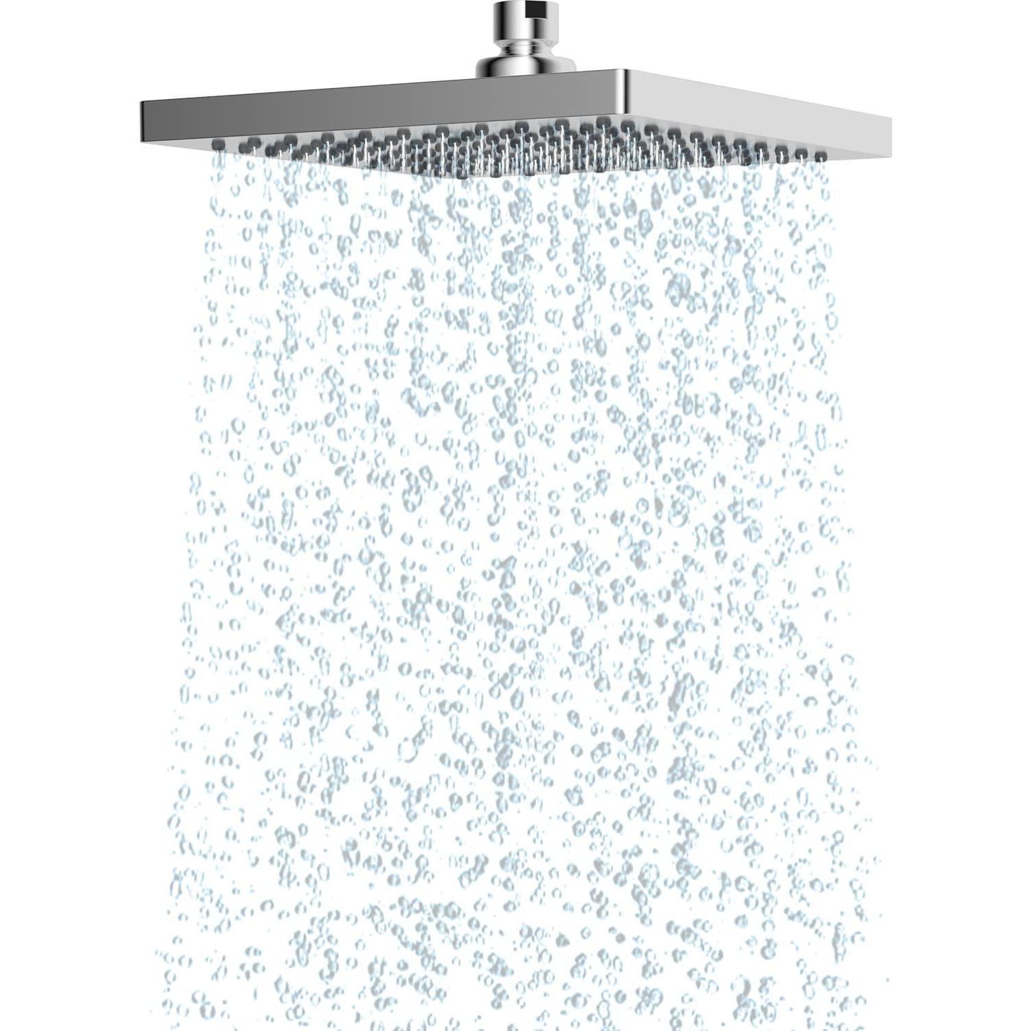 Regenbrause Duschkopf Eckig 20cm Edelstahl Mit Air-in Technologie Und Schwenkbarem Strahlwinkel
