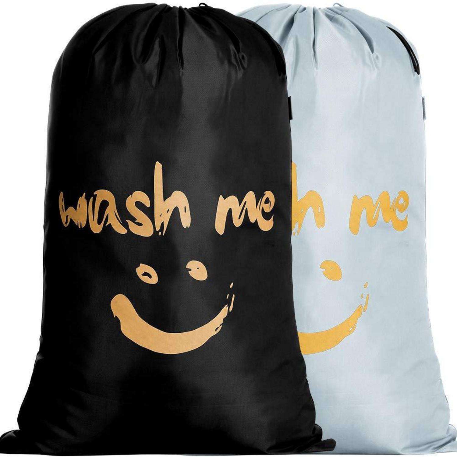 2er Wäschesammler 120l Faltbar Mit Kordelzug, Reißfestes Nylon Für Haushalt & Reise