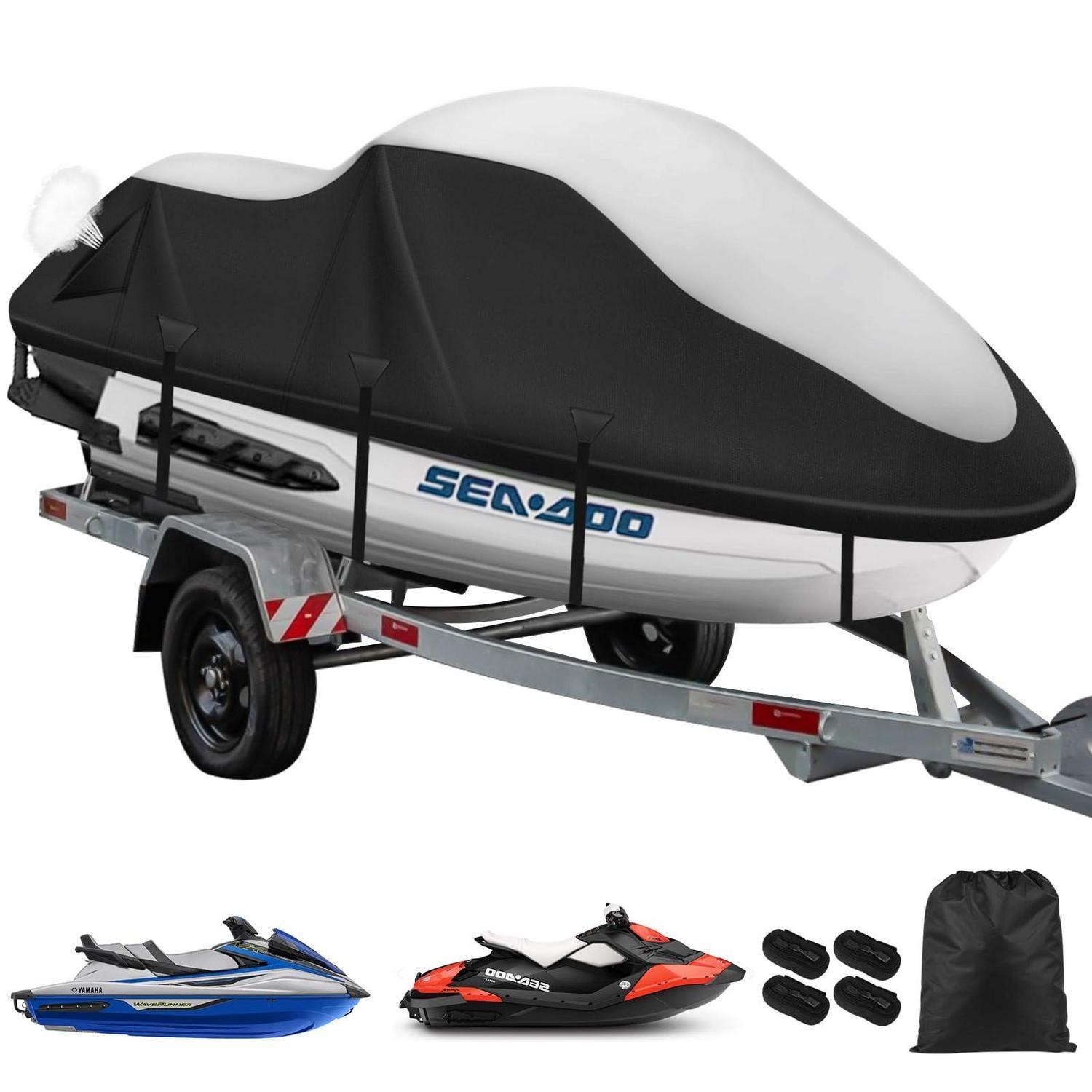 Jet Ski Abdeckung 900d Schwerlast Mit 6 Befestigungspunkten Xl Silber-schwarz