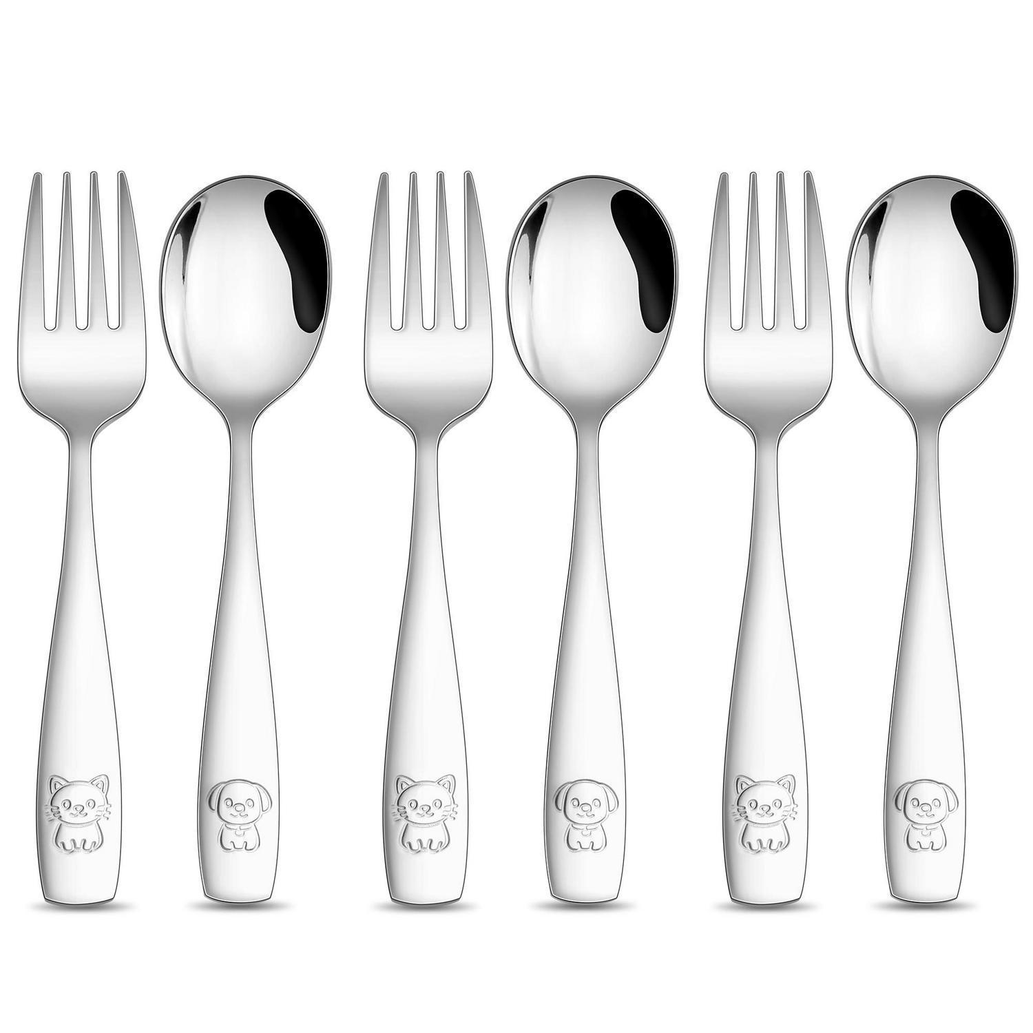 Kinderbesteck Set 6-teilig Edelstahl Mit Tiermotiven, Spülmaschinenfest