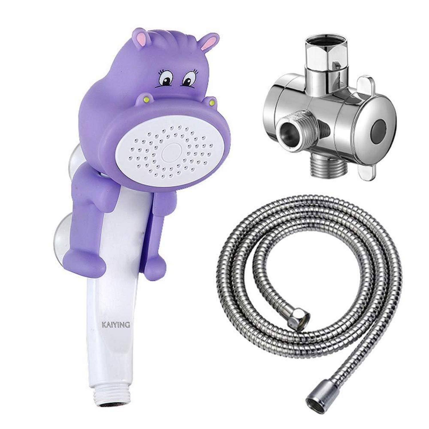 Kinder Duschkopf Nilpferd Mit Schlauch Und Umlenkventil, Violett