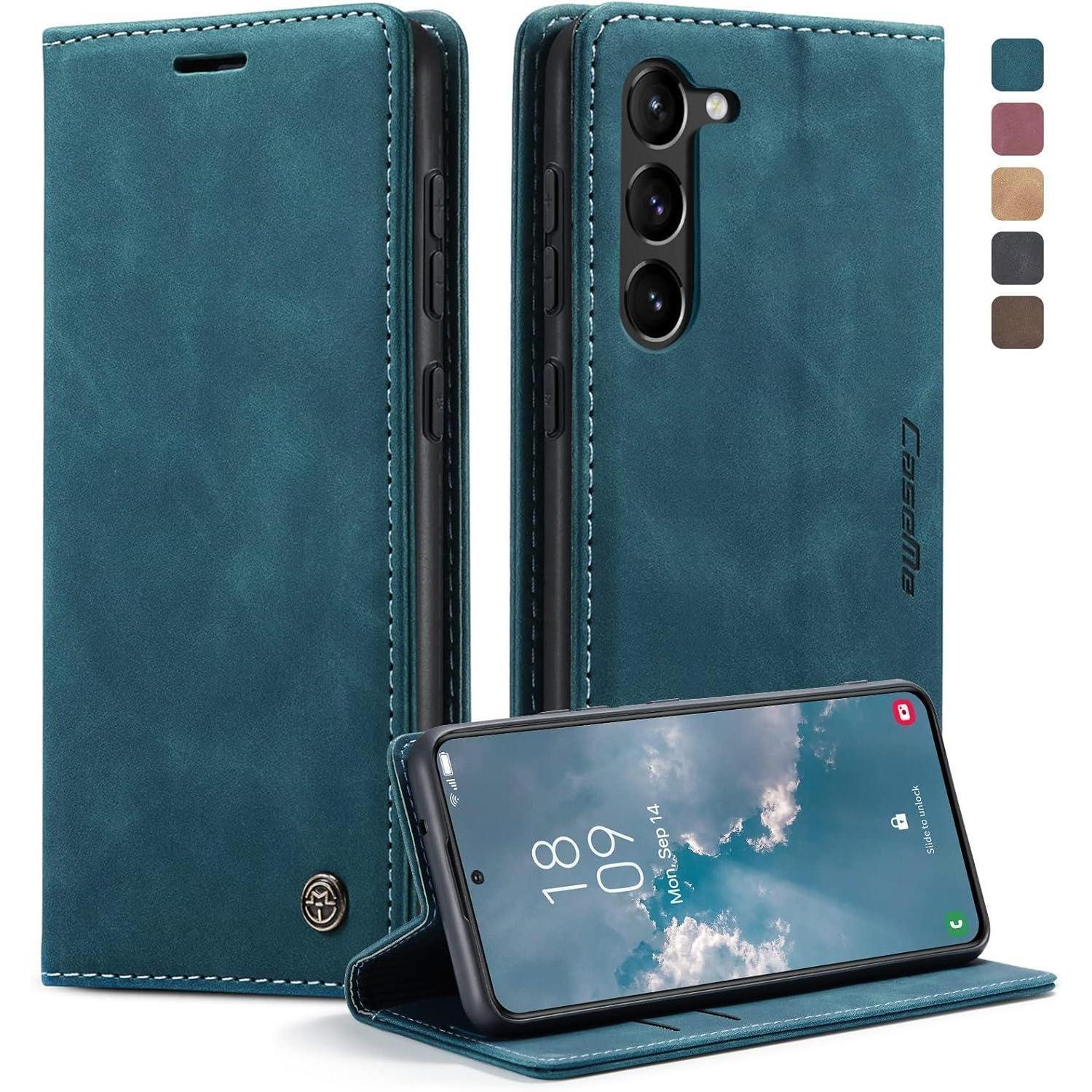 Samsung Galaxy S23 Hülle Leder Klappbar Mit Kartenfach & Standfunktion