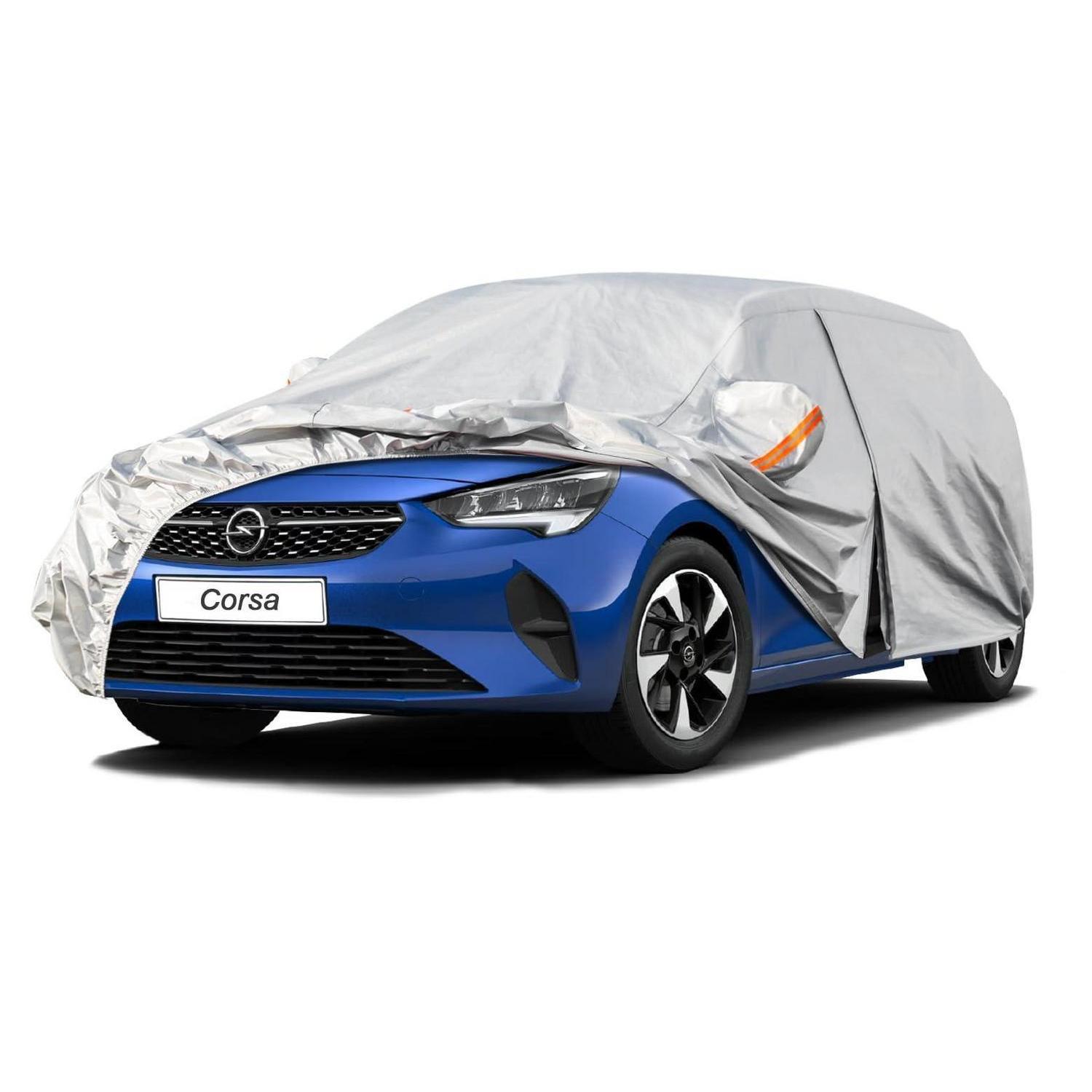 Autoplane Wasserdicht Für Opel Corsa (1993-2025) 6-schichten Vollgarage Mit Reflektoren Silber