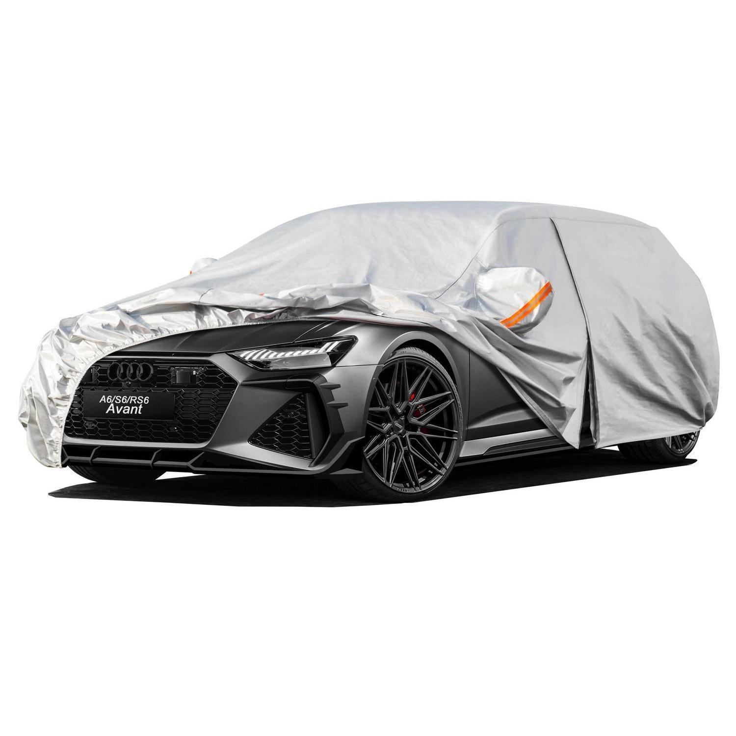 Kombi Autoplane Wasserdicht Für Audi A6 Avant Allroad (2004-2025) 6-schichten Vollgarage Staubschutz Silber