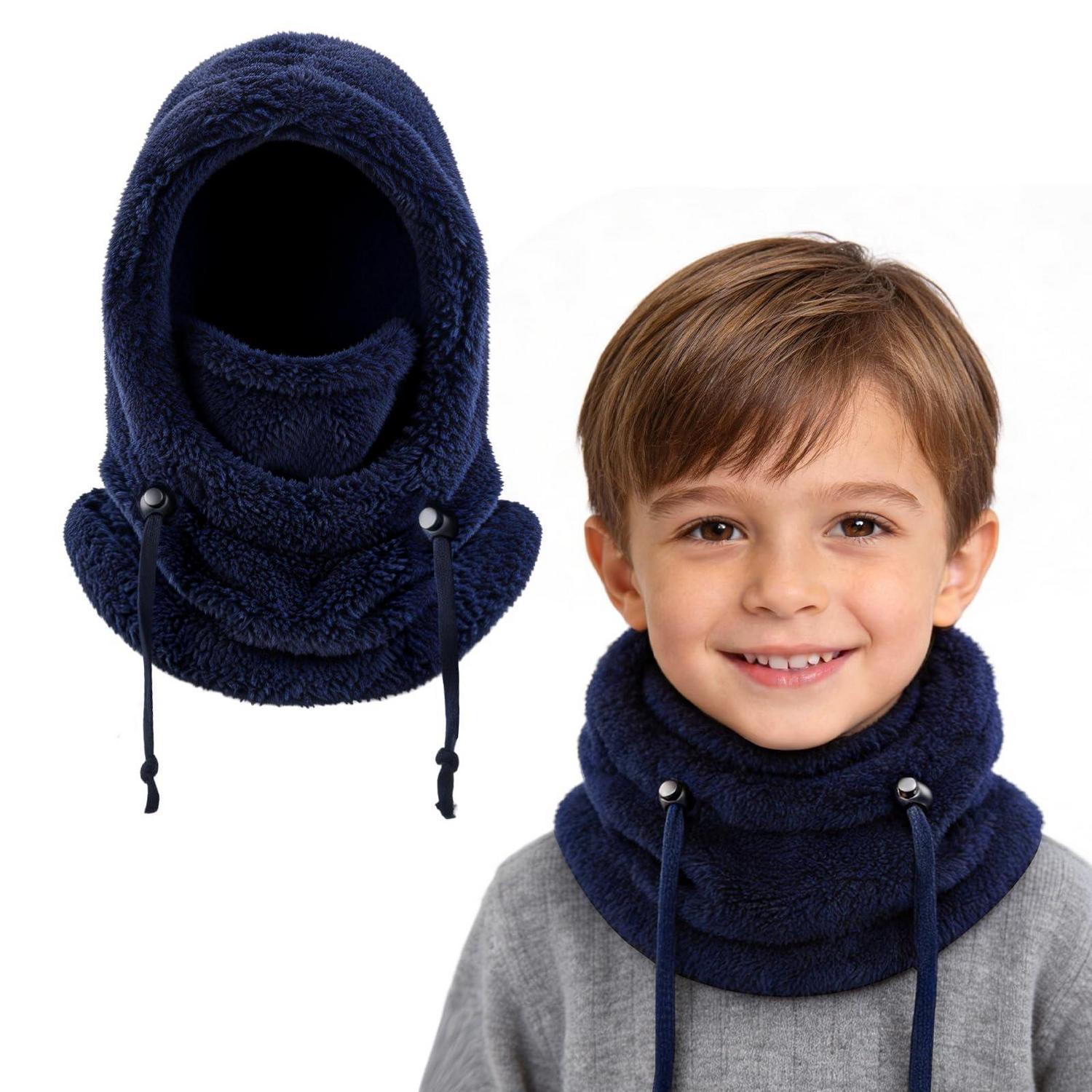 Kinder Sturmhaube Fleece Warm Winddicht Verstellbar 3-10 Jahre Marineblau