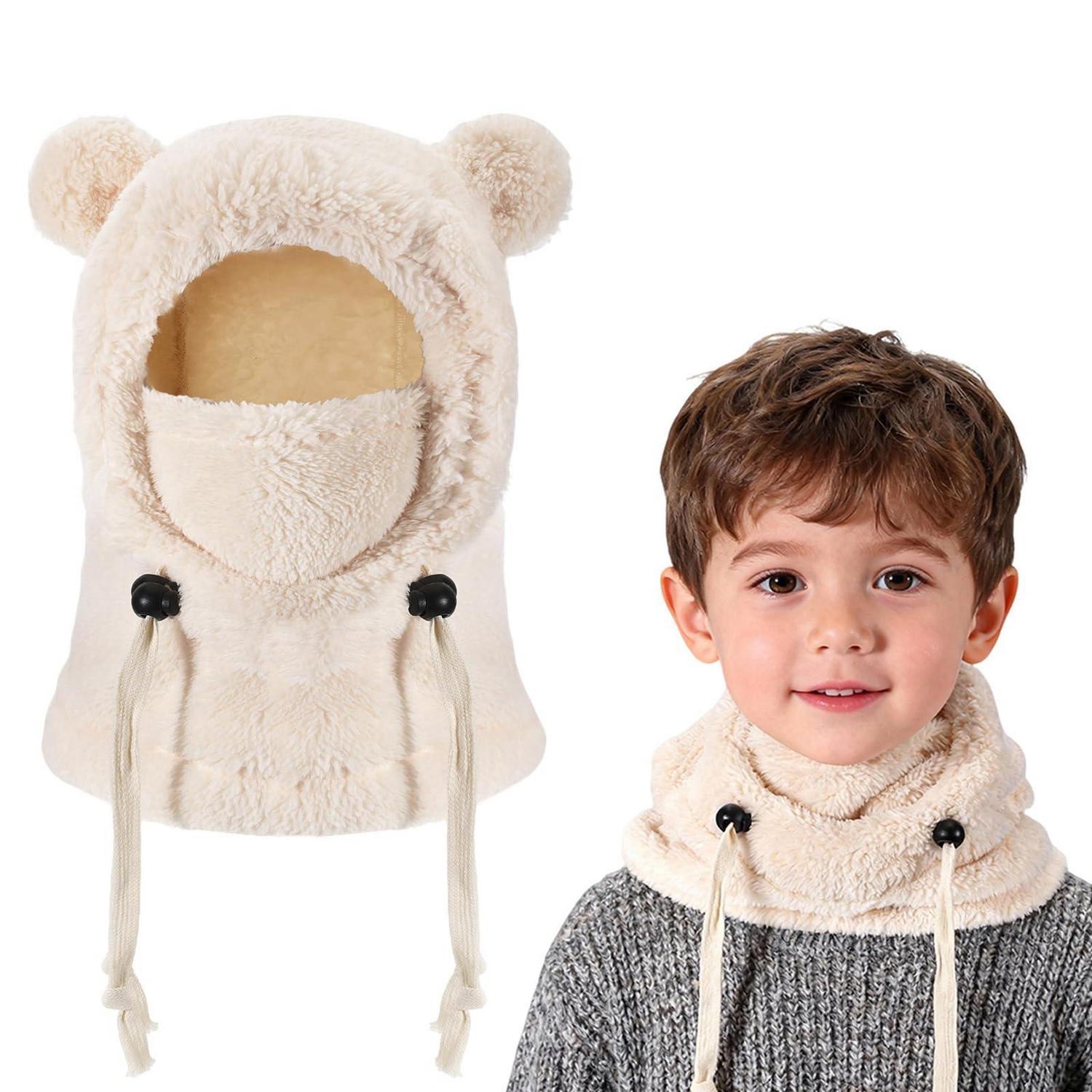 Kinder Sturmhaube Fleece Warm Winddicht Verstellbar 3-10 Jahre Beige