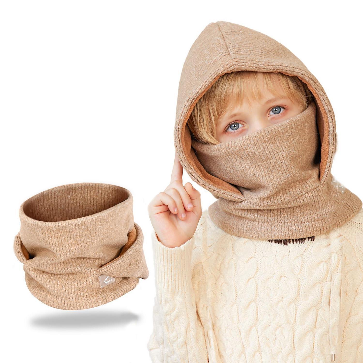 Kinder Sturmhaube Mit Kapuze, Thermo Fleece, Winddicht, 4-10 Jahre