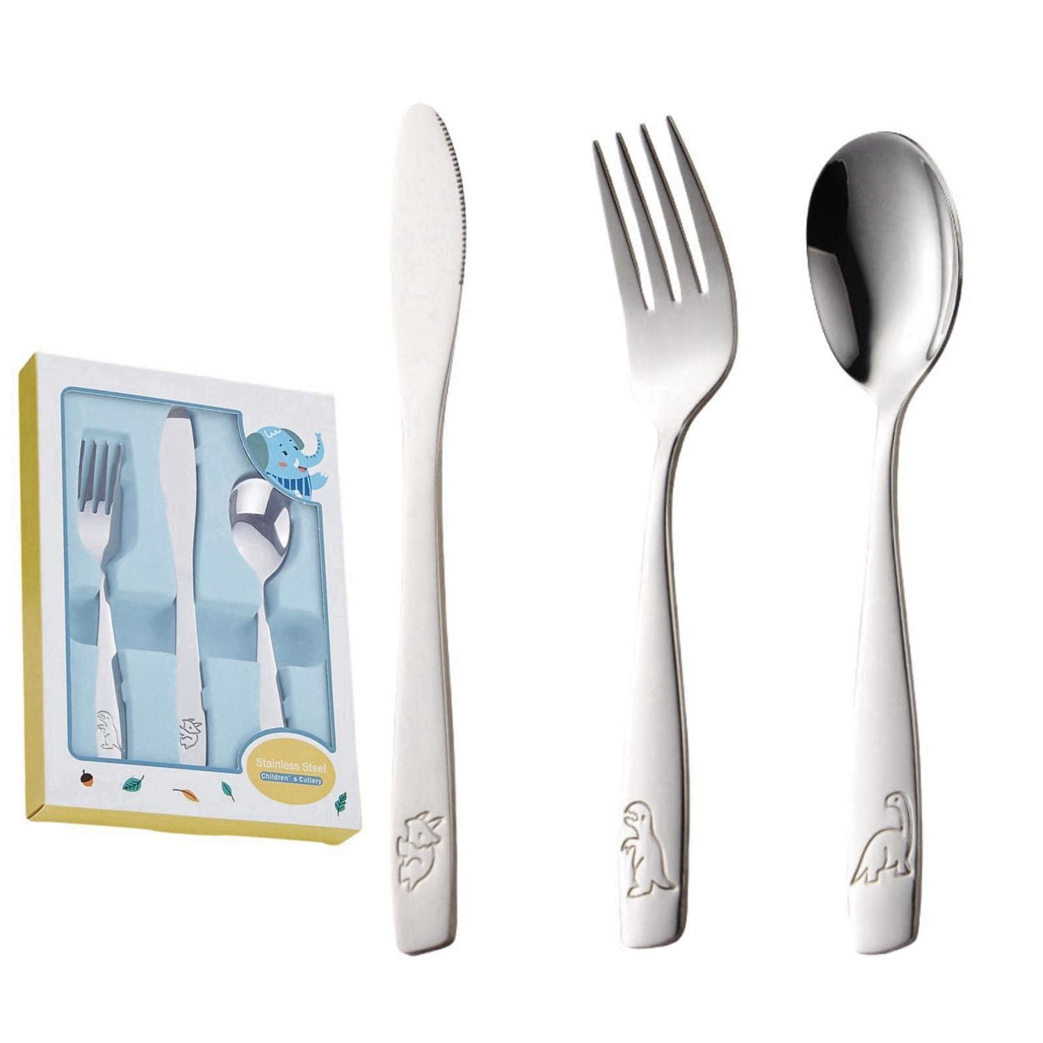 Kinderbesteck Set 3-teilig Edelstahl Ab 3 Jahre, Spülmaschinenfest, Geschenkbox