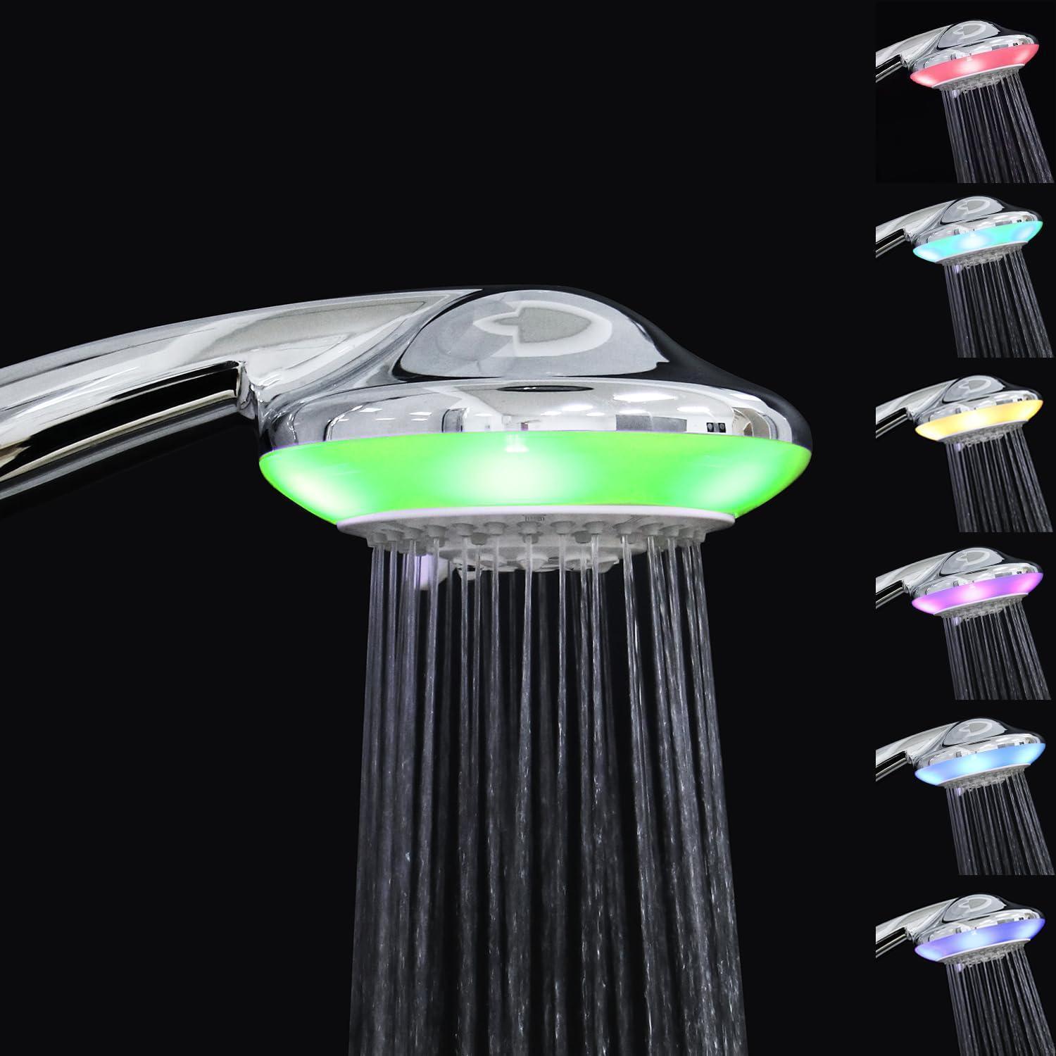 Led Duschkopf 7 Farben 5 Duschmodi 12.5cm Handbrause Ohne Batterie