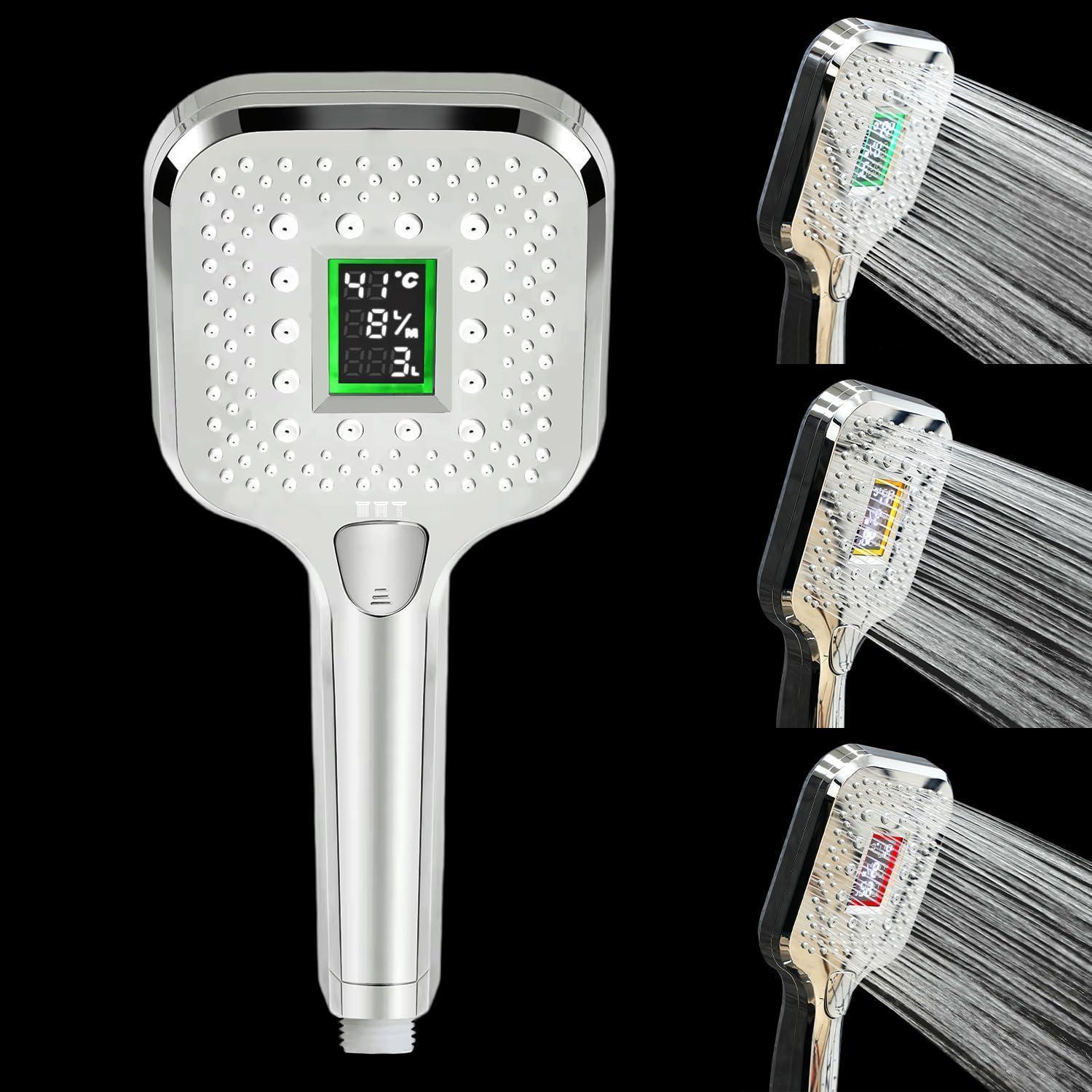 Led-duschkopf Mit Temperaturanzeige, 3 Modi, Batteriebetrieben