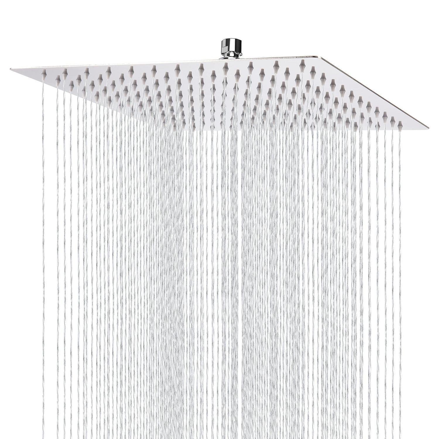 Regenbrause 30cm Quadratisch Edelstahl Hochdruck Duschkopf Mit Kugelgelenk Chrom