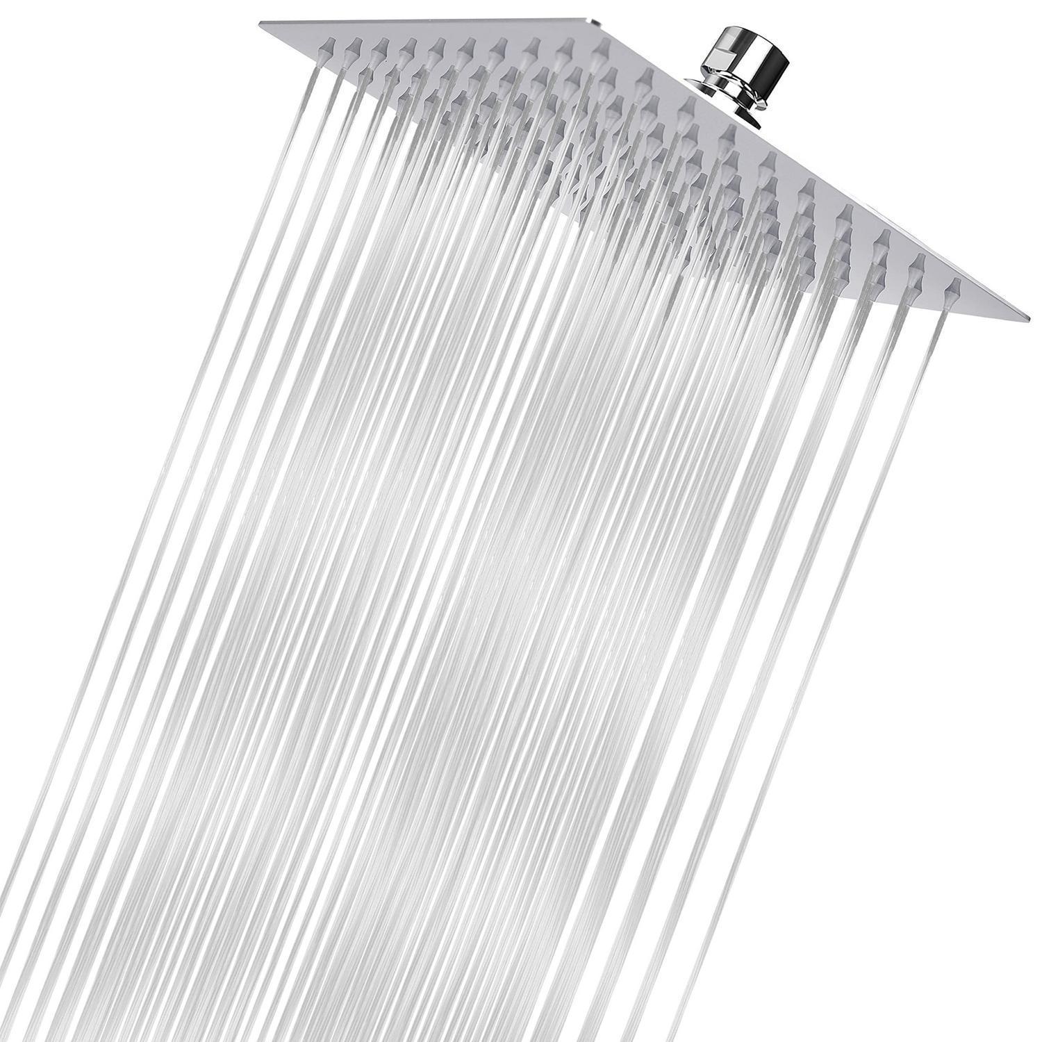 Regenbrause 20cm Quadratisch Edelstahl Hochdruck Duschkopf Mit Kugelgelenk Chrom