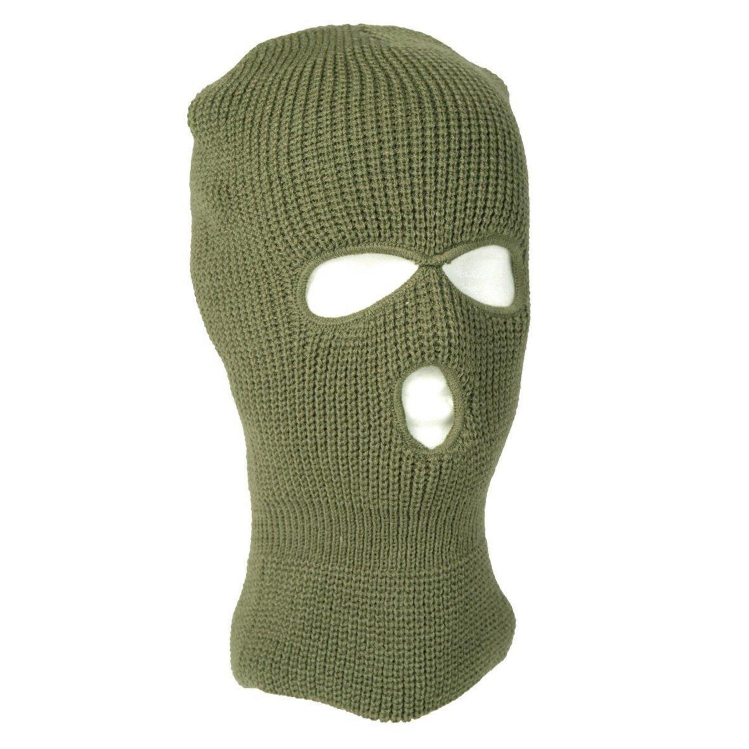 3-loch Sturmhaube Atmungsaktiv Gestrickt Für Damen & Herren, Oliv