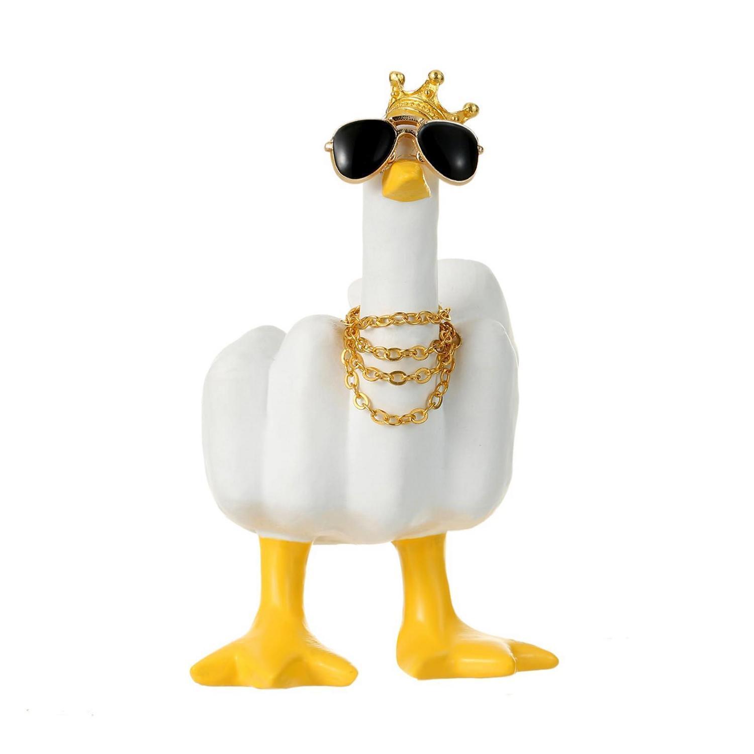 Mittelfinger Ente Deko Figur Mit Krone Und Sonnenbrille Für Auto & Büro