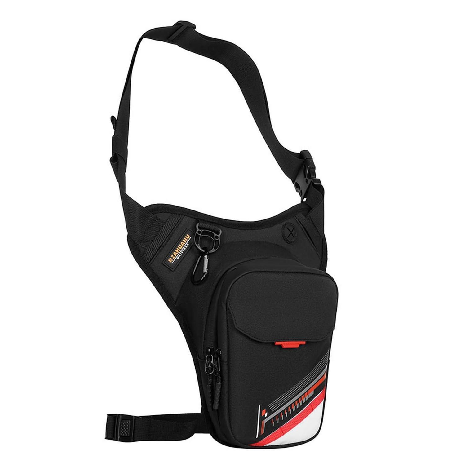 Motorrad Bein Tasche Wasserabweisend Mit Reflektoren, Schwarz Rot