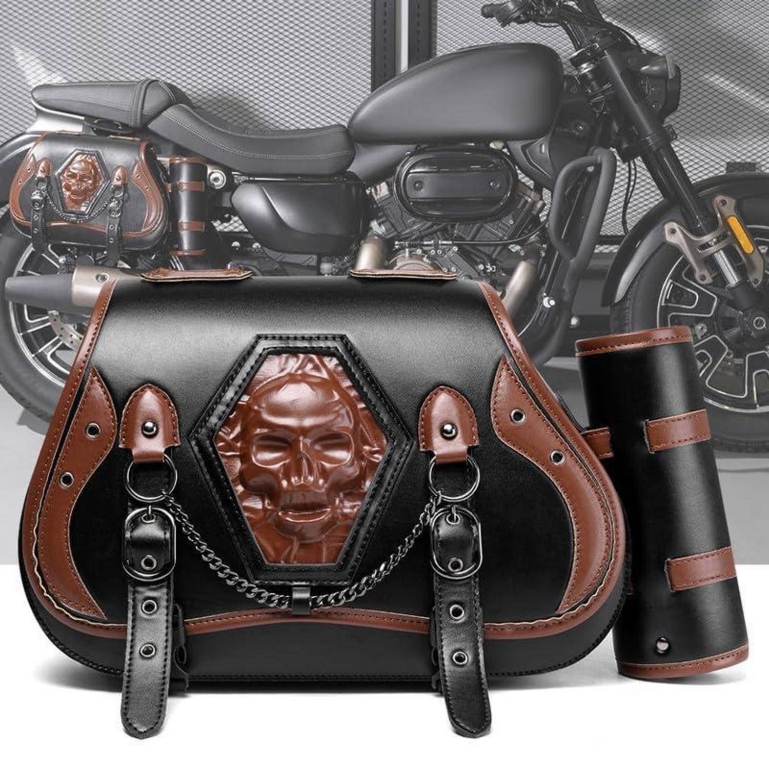 Motorrad Satteltasche 30l Leder Wasserdicht Mit Flaschenhalter Universal
