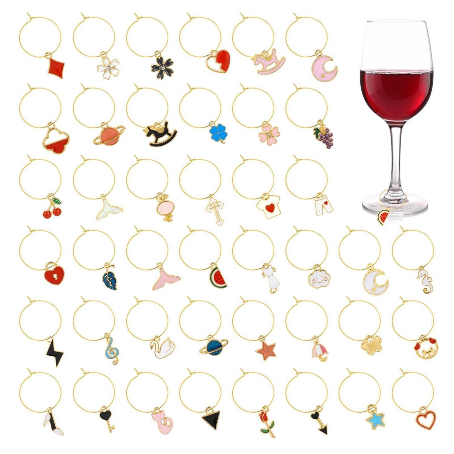 40er Set Weinglas Anhänger Mit Schnalle, Getränkemarkierer Für Party & Diy, Gold
