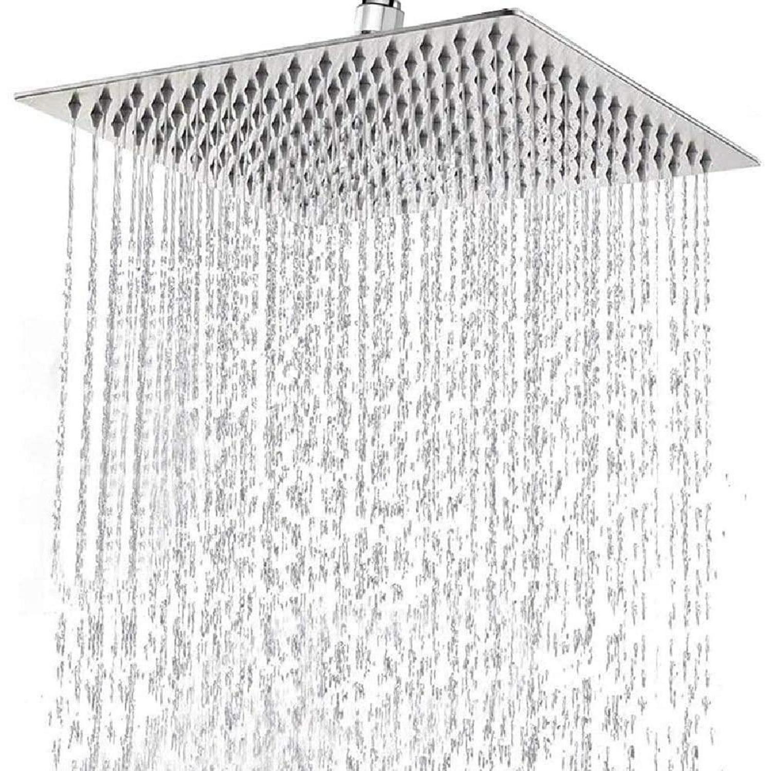 Regendusche 30x30cm Eckig Edelstahl, Selbstreinigend, Verchromt, Hochdruck